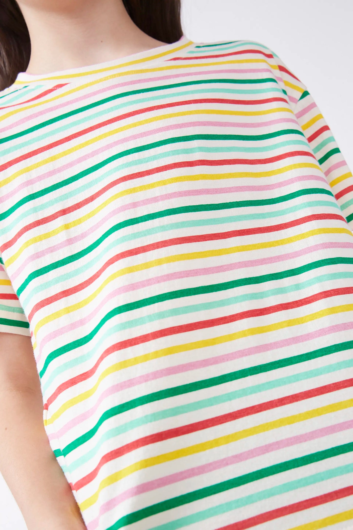 Unisex T-shirt with multicoloured stripes