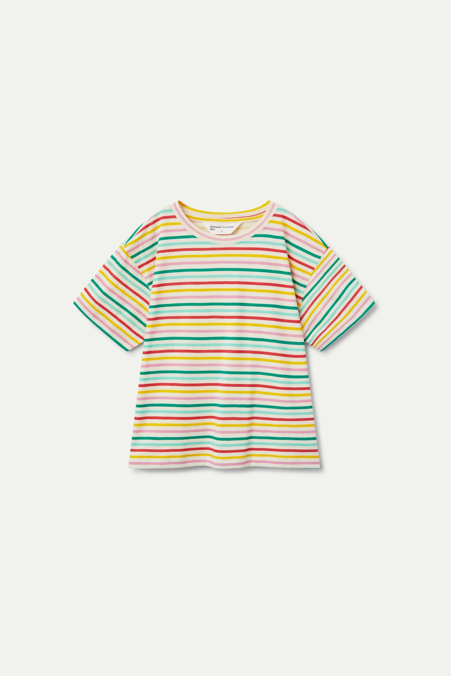 Unisex T-shirt with multicoloured stripes