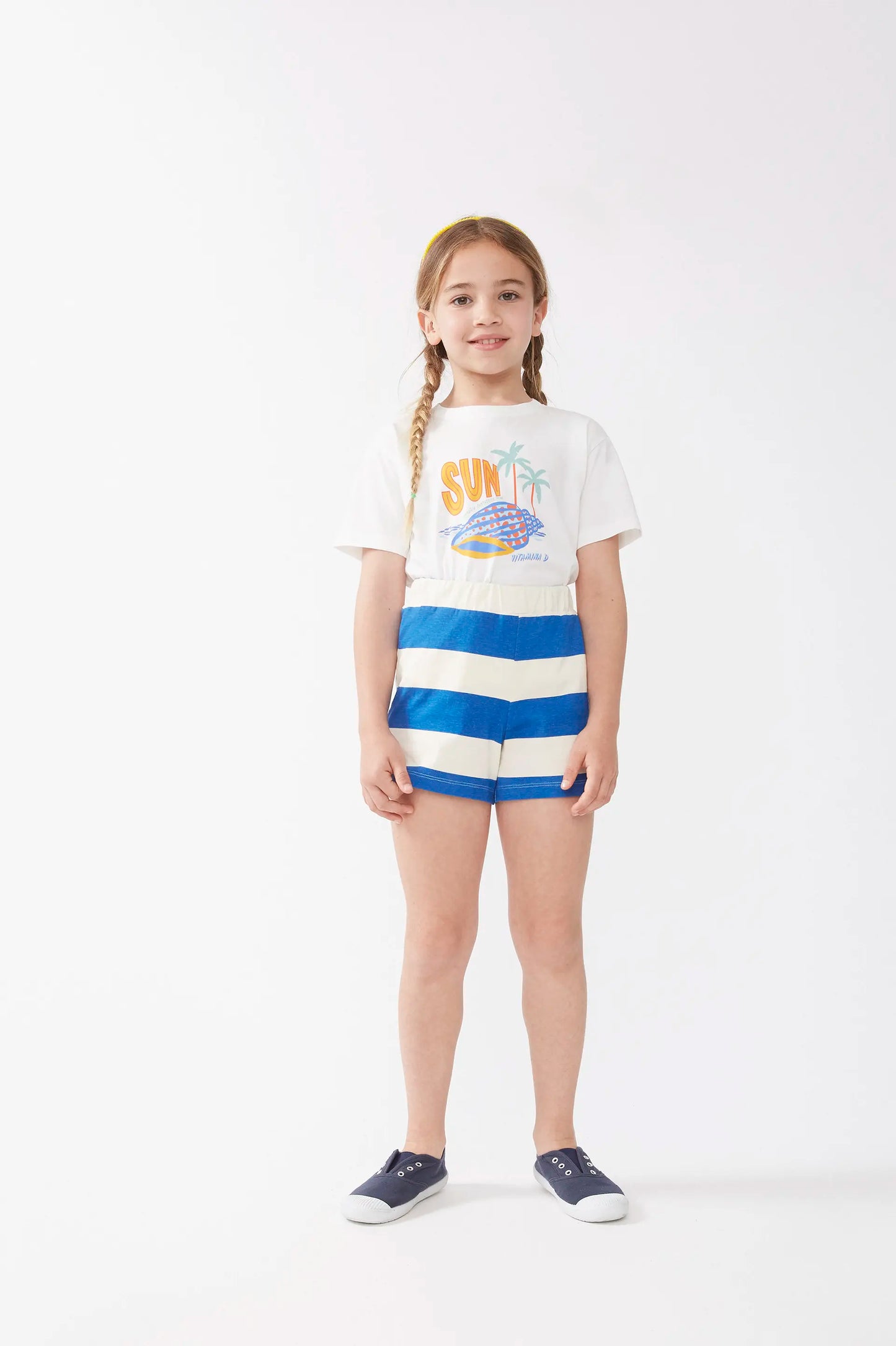Blue striped girls' shorts