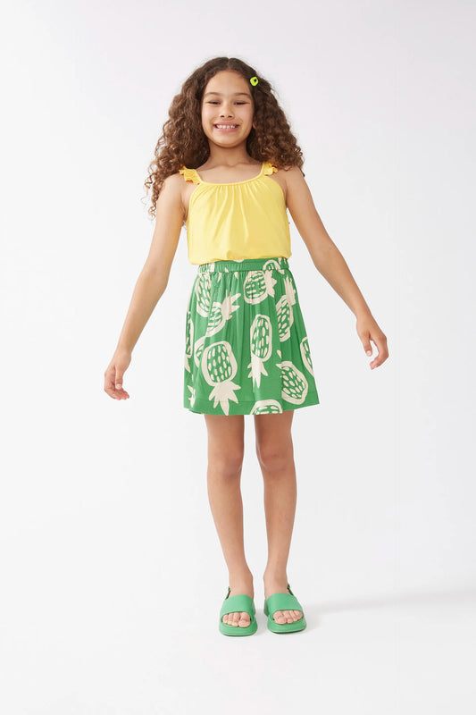 Falda corta de niña estampado Ananas