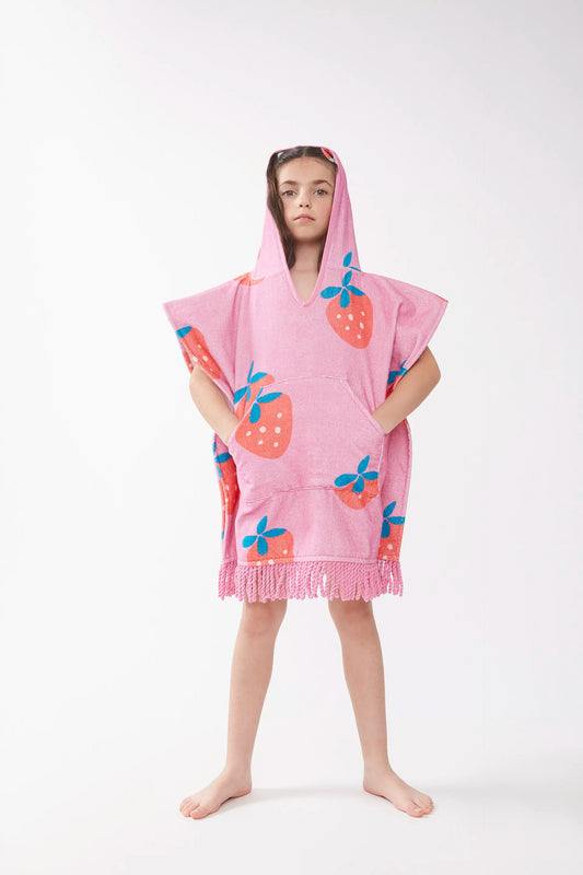 Poncho unisex stampato Strawberry Beach