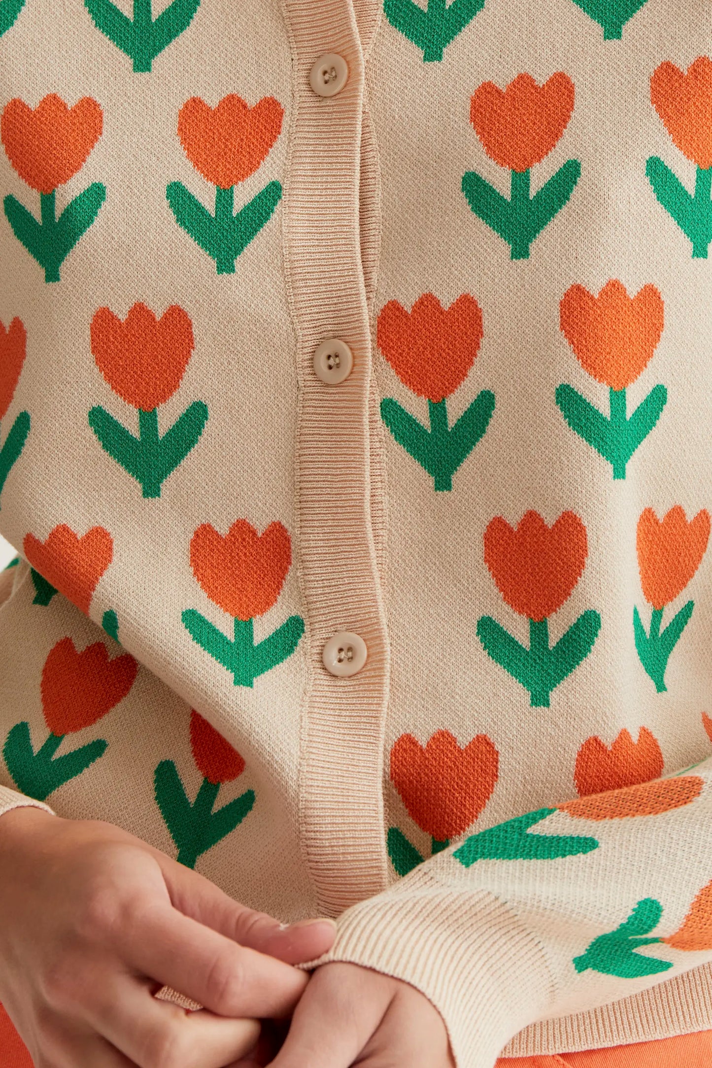 Cárdigan punto con estampado Orange Tulip