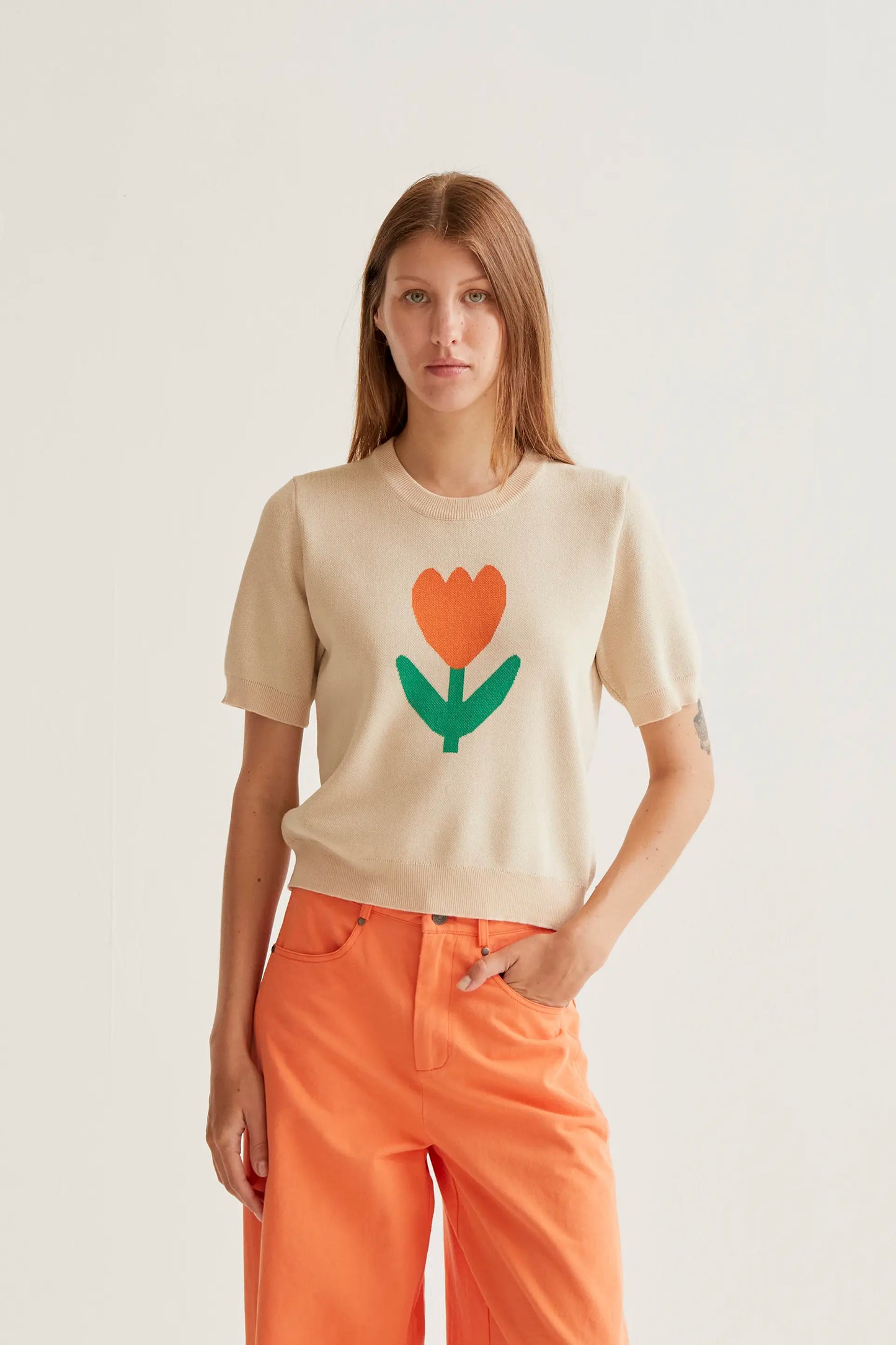 Tulip Big print knit sweater