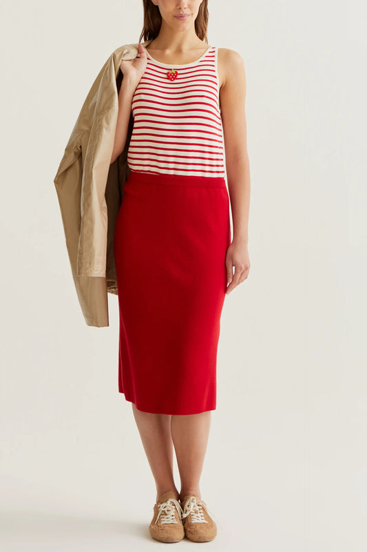 Falda midi punto rojo