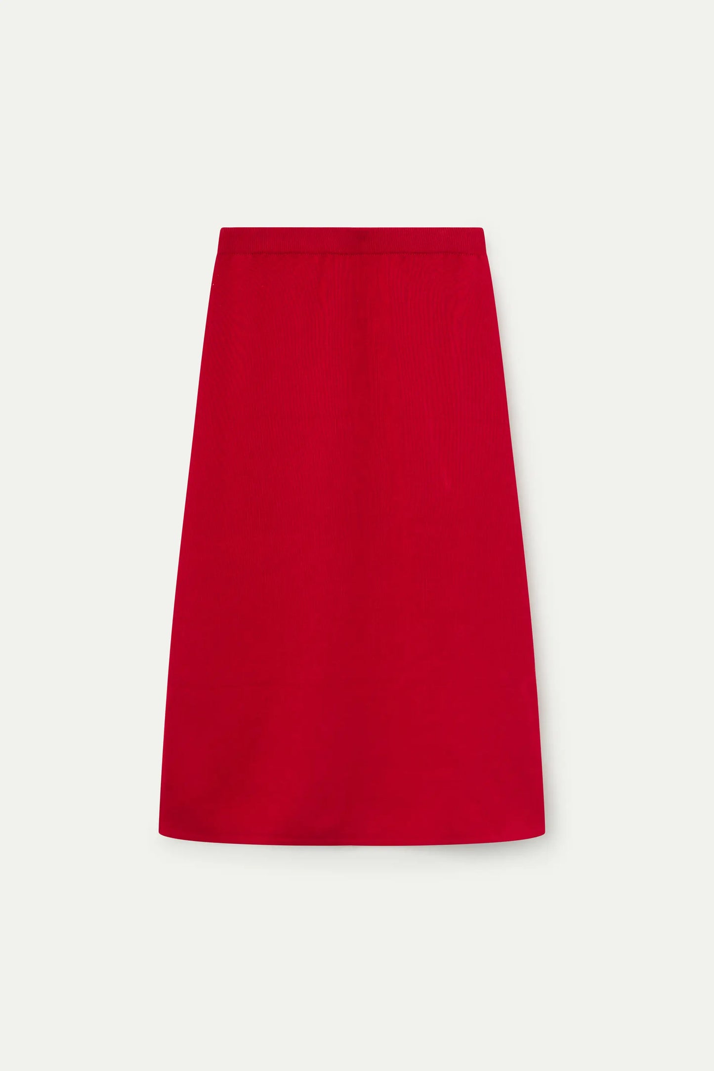 red knit midi skirt