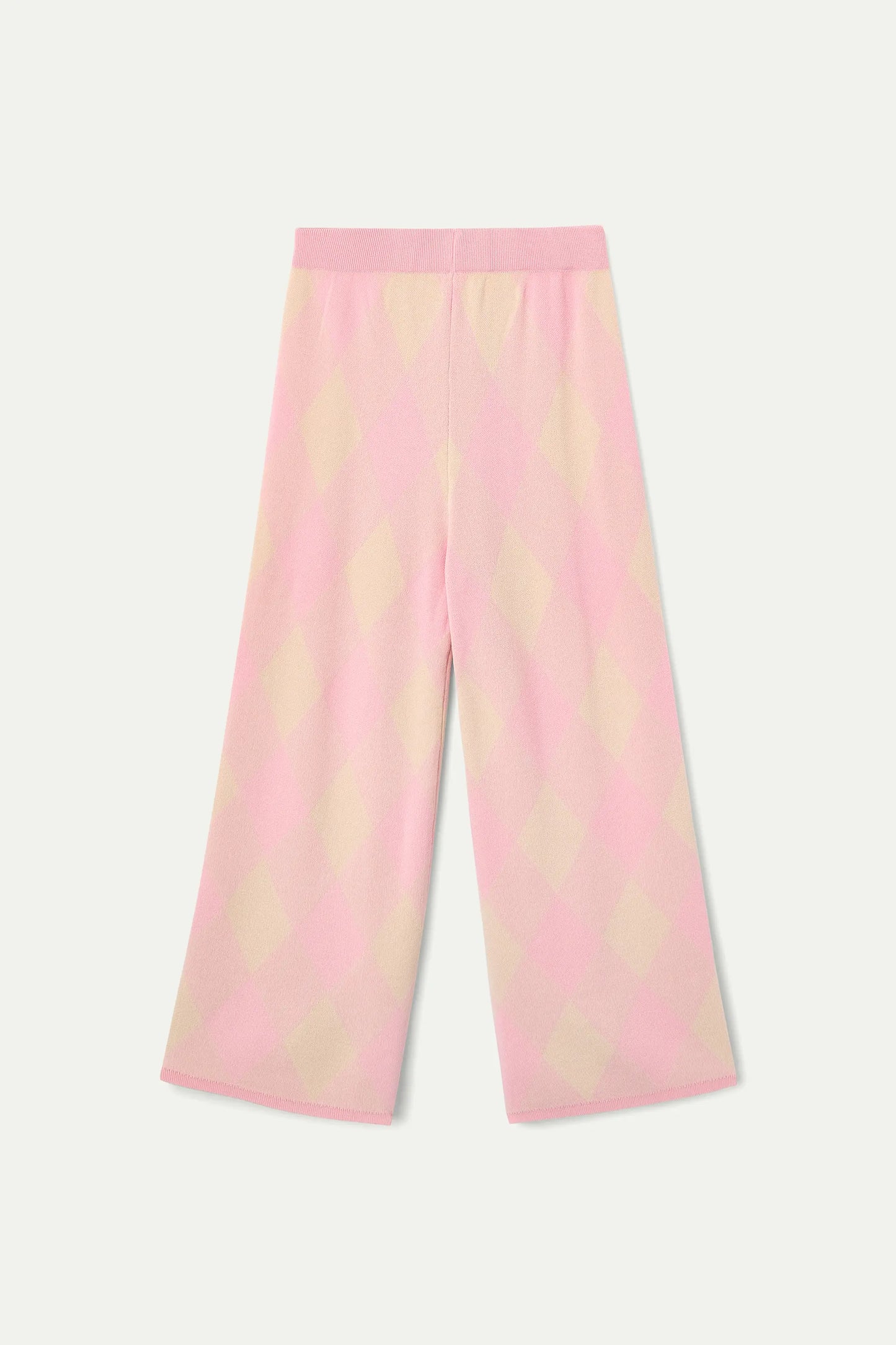 Pantalón punto con estampado rombos rosa