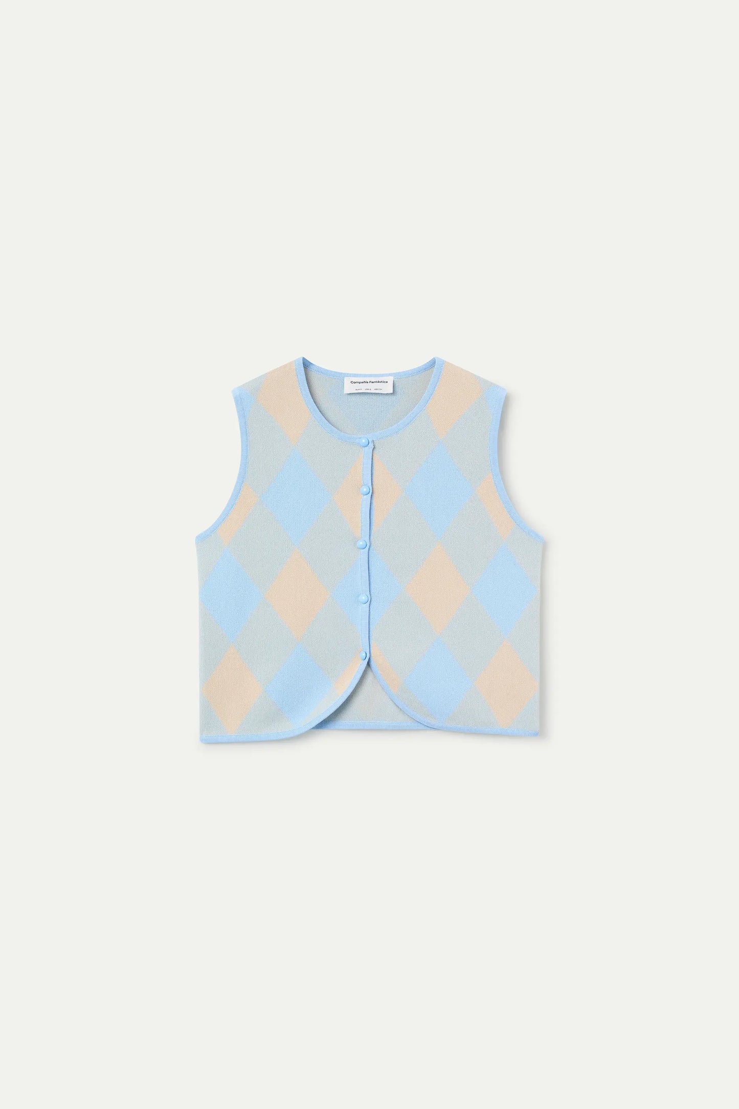 Top de punto con rombos azul