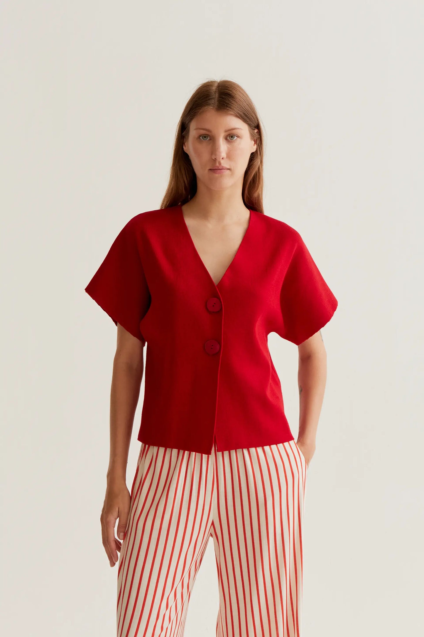 Cardigan a pois rossi