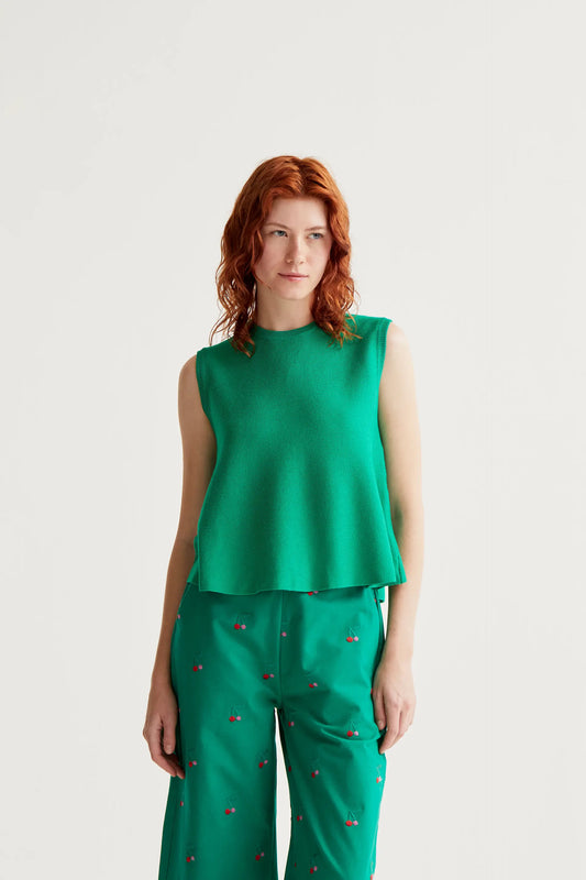 Top básico de punto verde