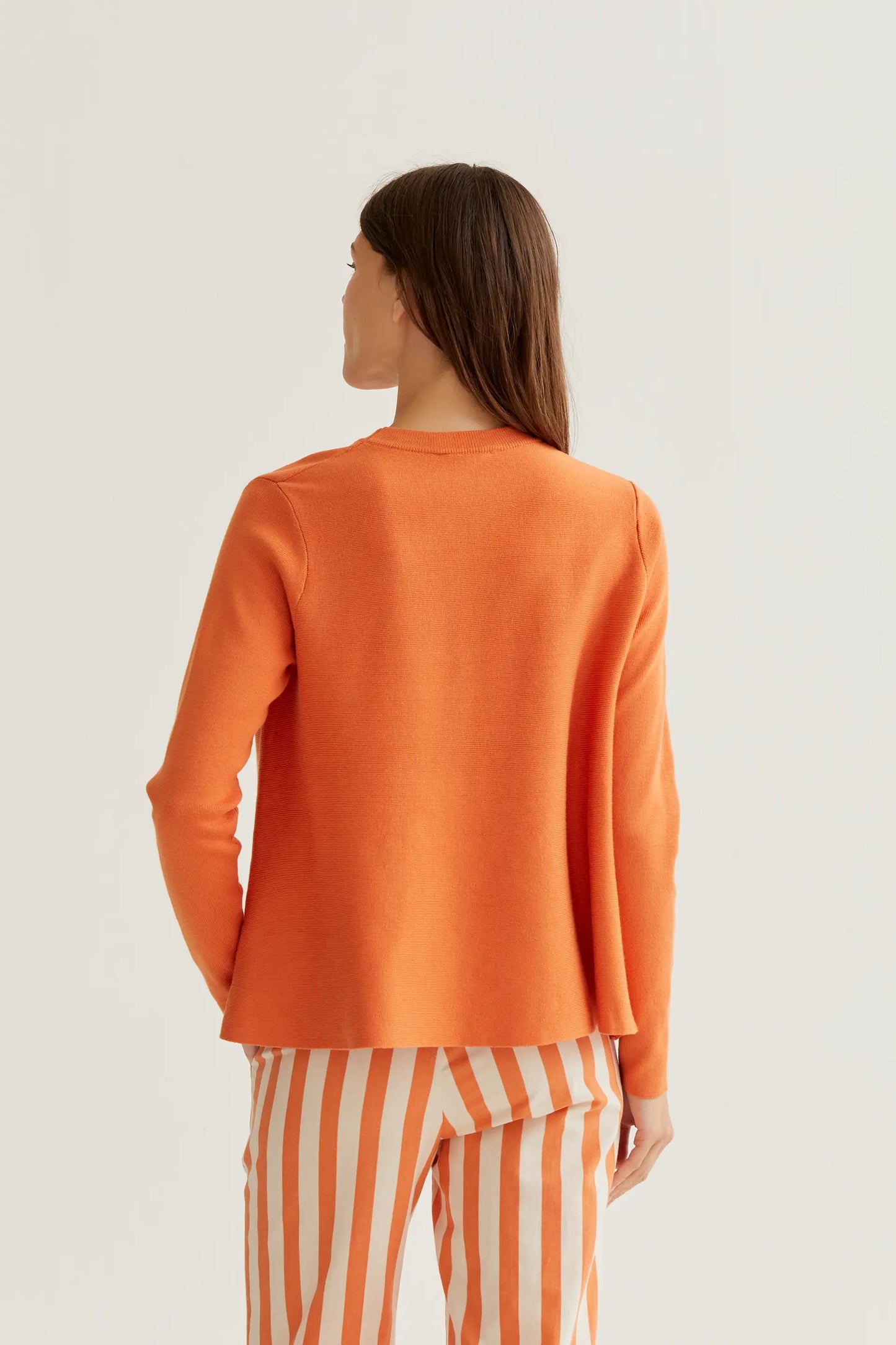 Orange long-sleeved knit sweater
