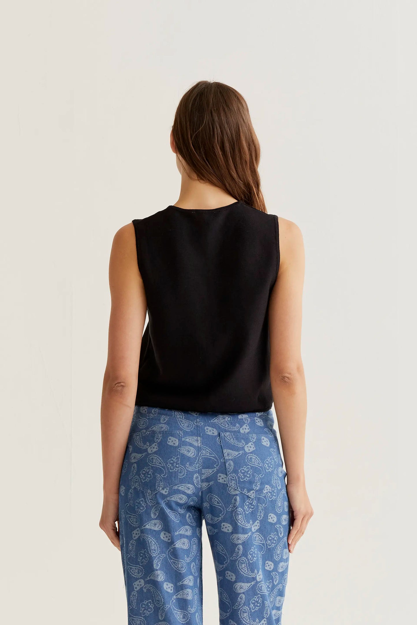 Top chaleco punto negro