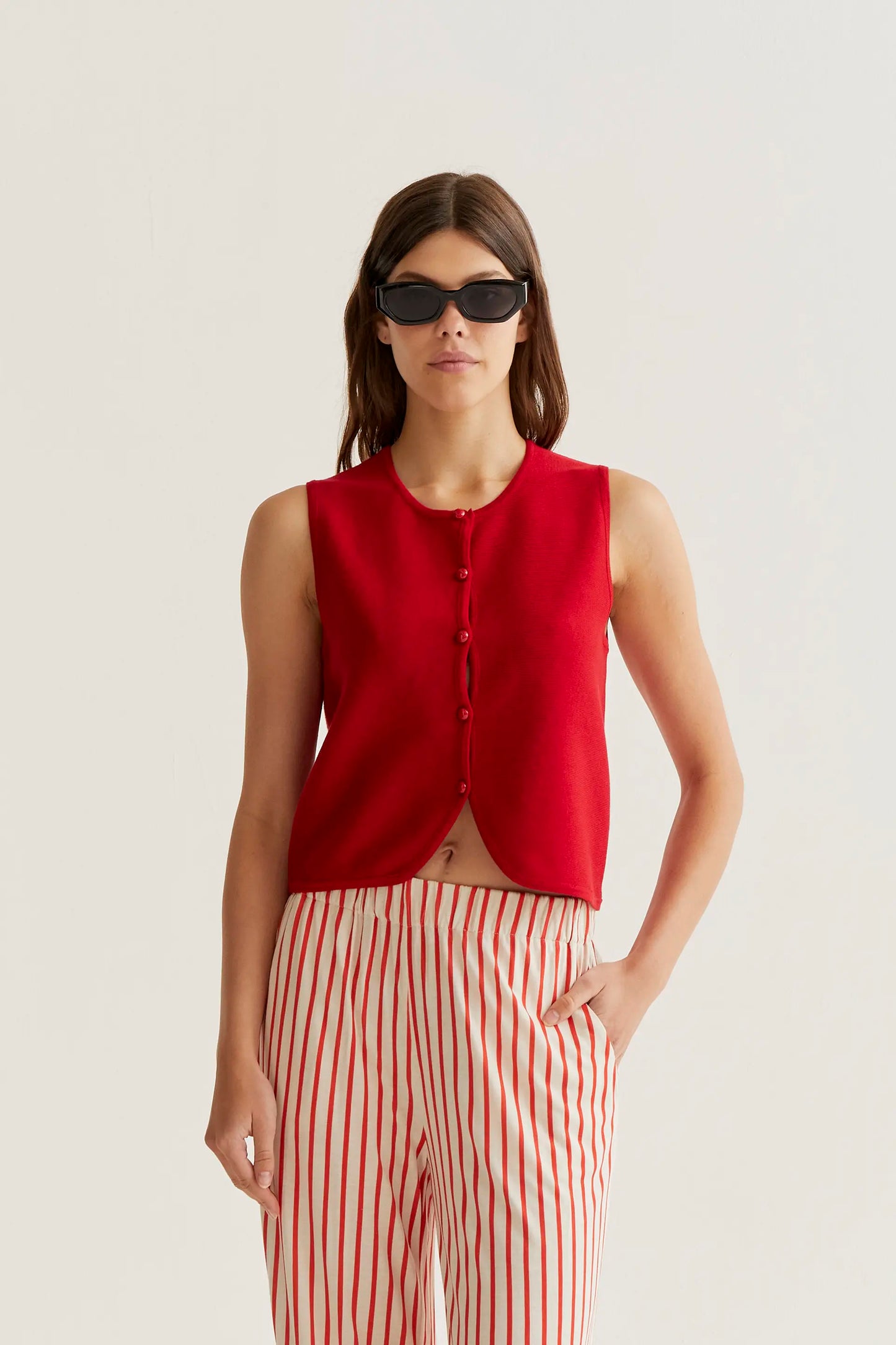 Red knit vest top