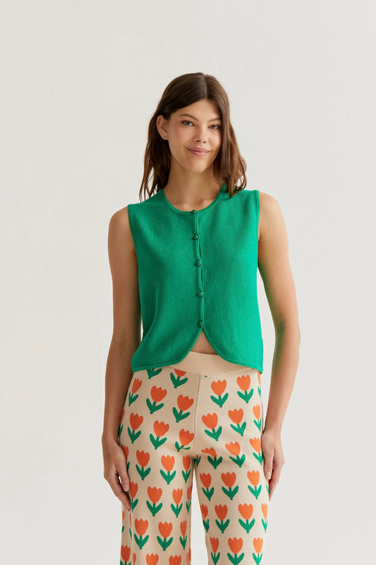 Top chaleco punto verde