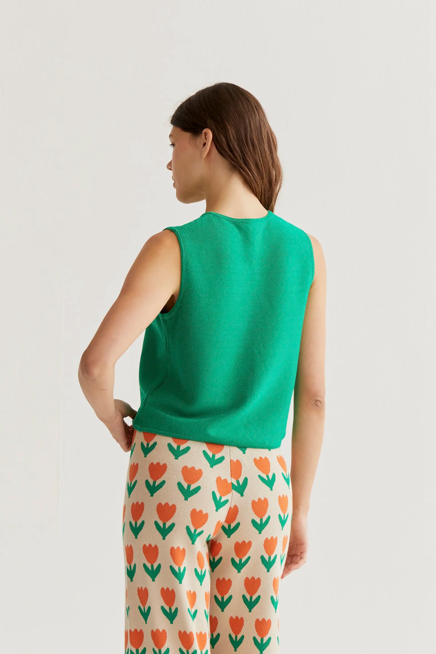 Top chaleco punto verde