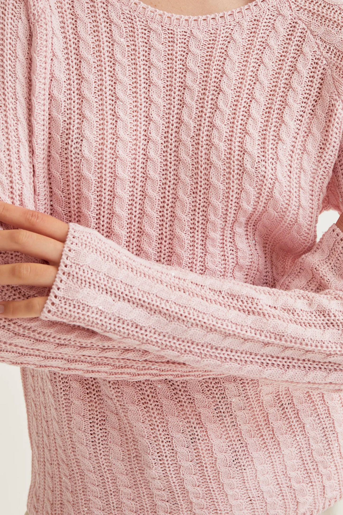 Jersey punto encadenado rosa