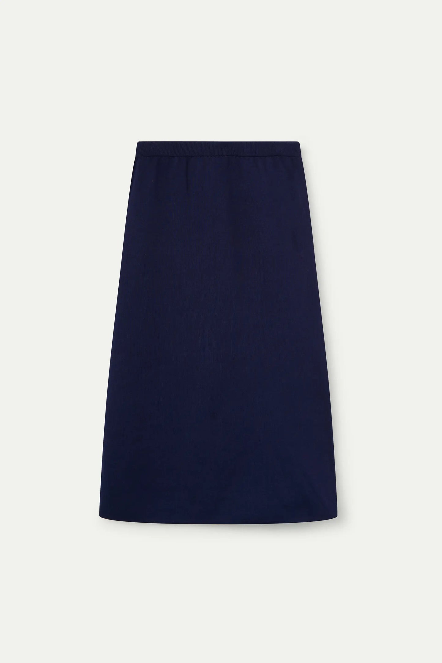 Navy blue knit midi skirt