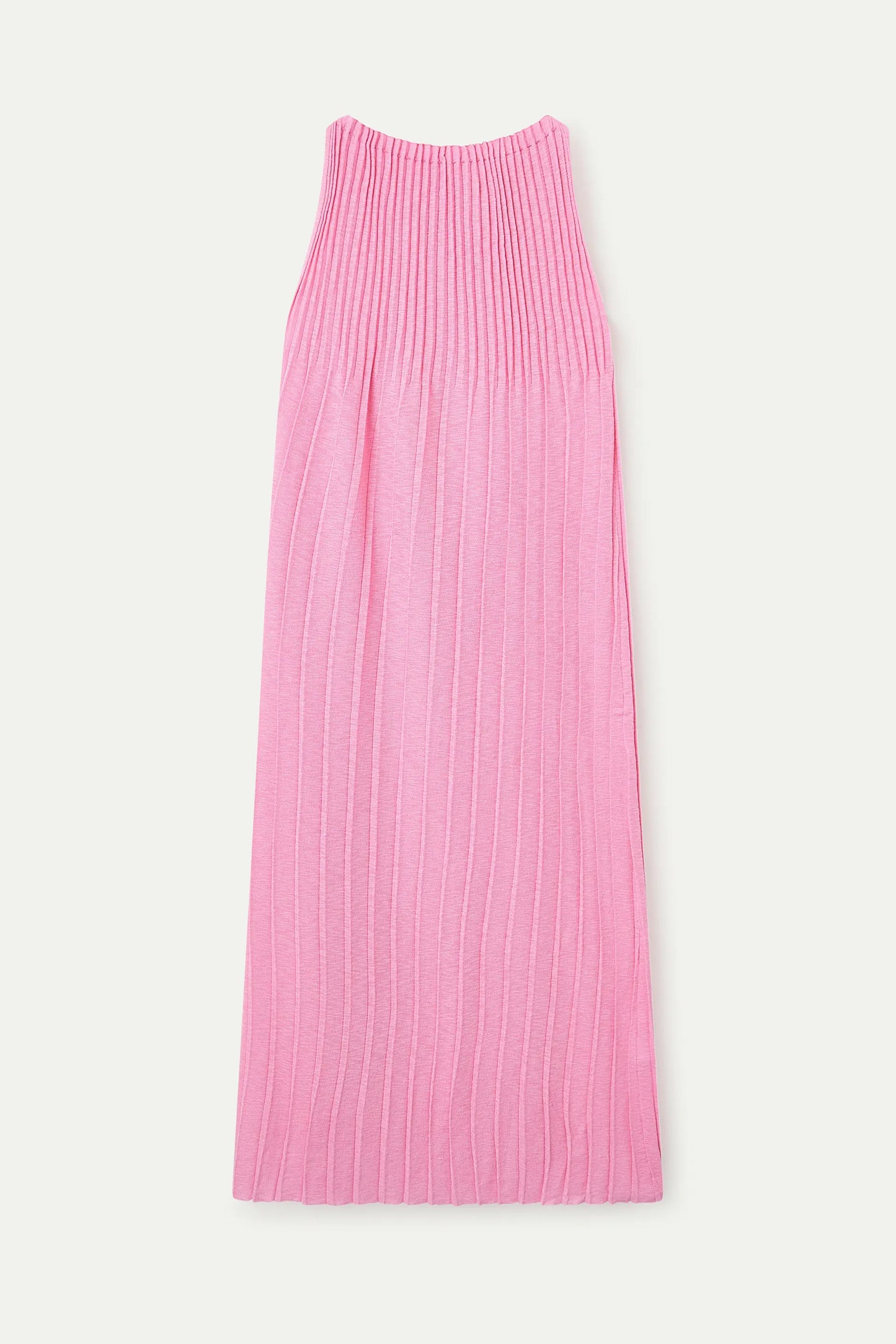Vestido largo plisado rosa