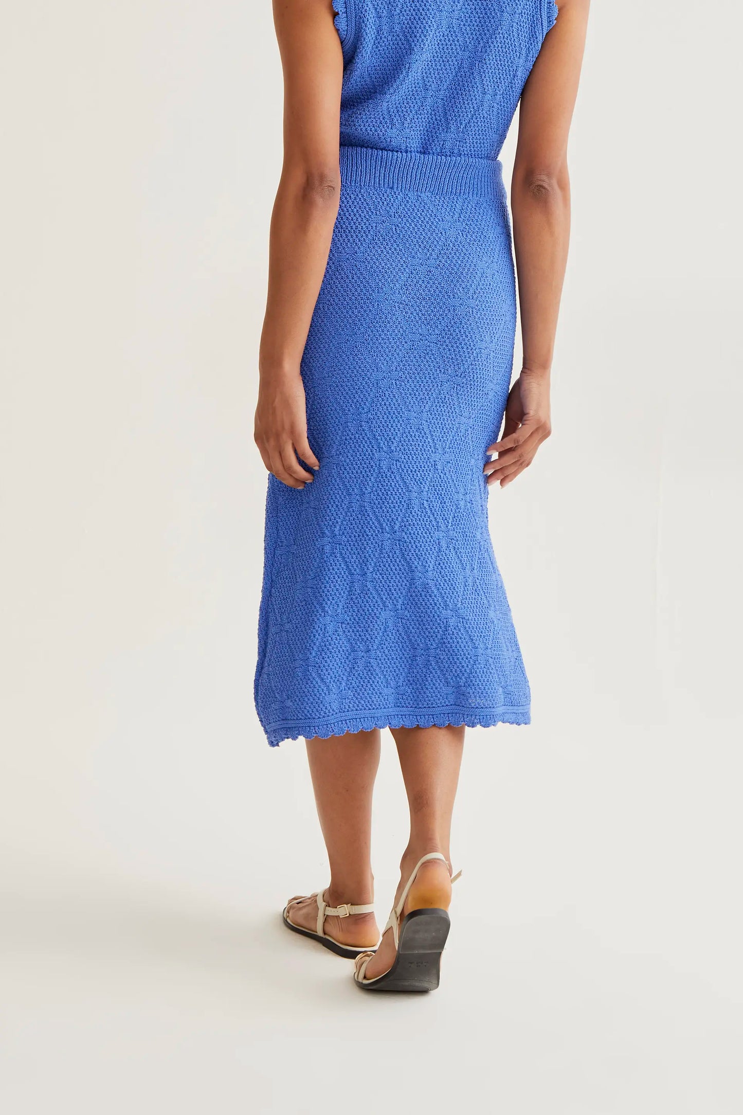 Falda midi con bordado encadenado azul