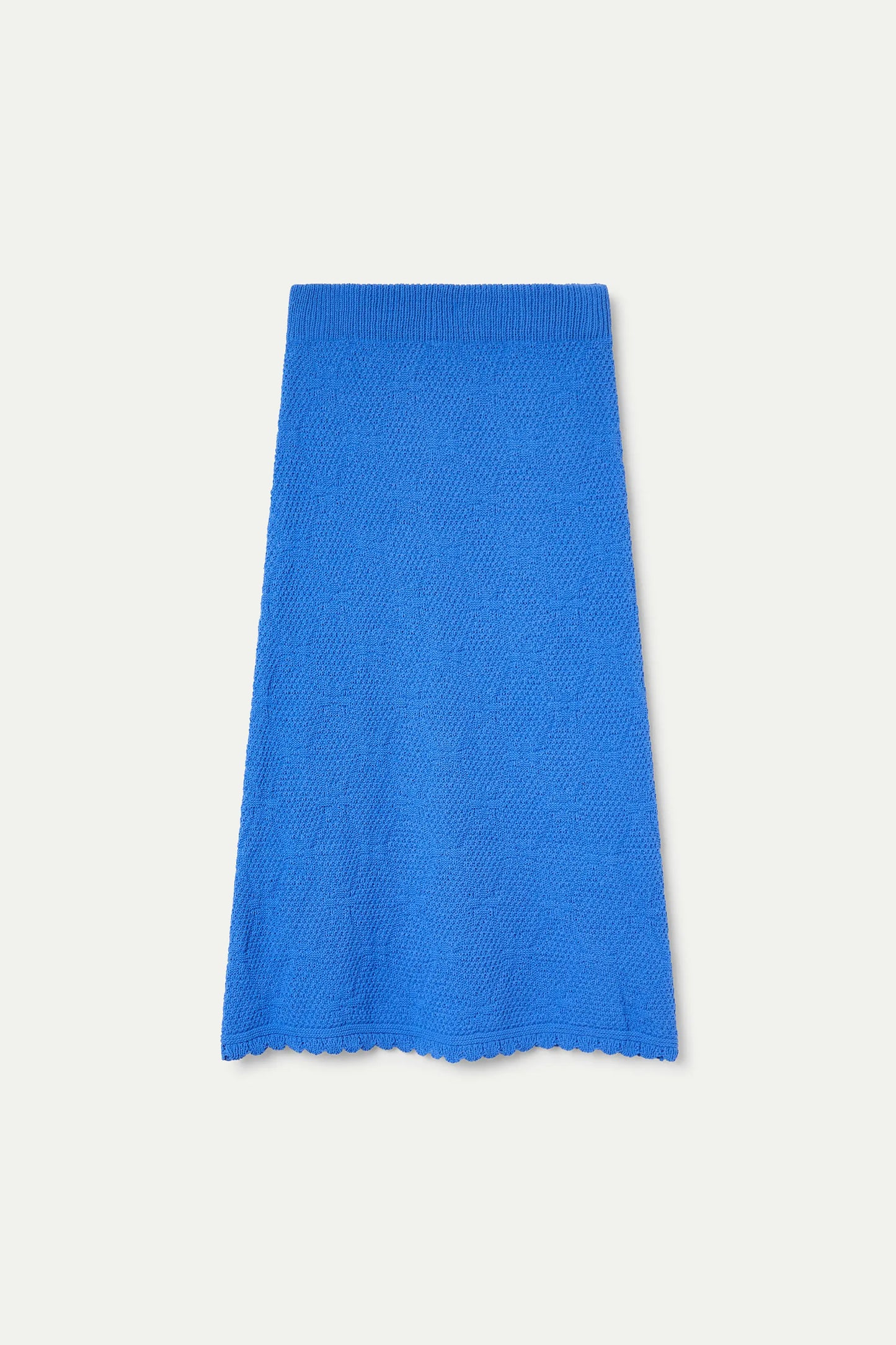 Falda midi con bordado encadenado azul