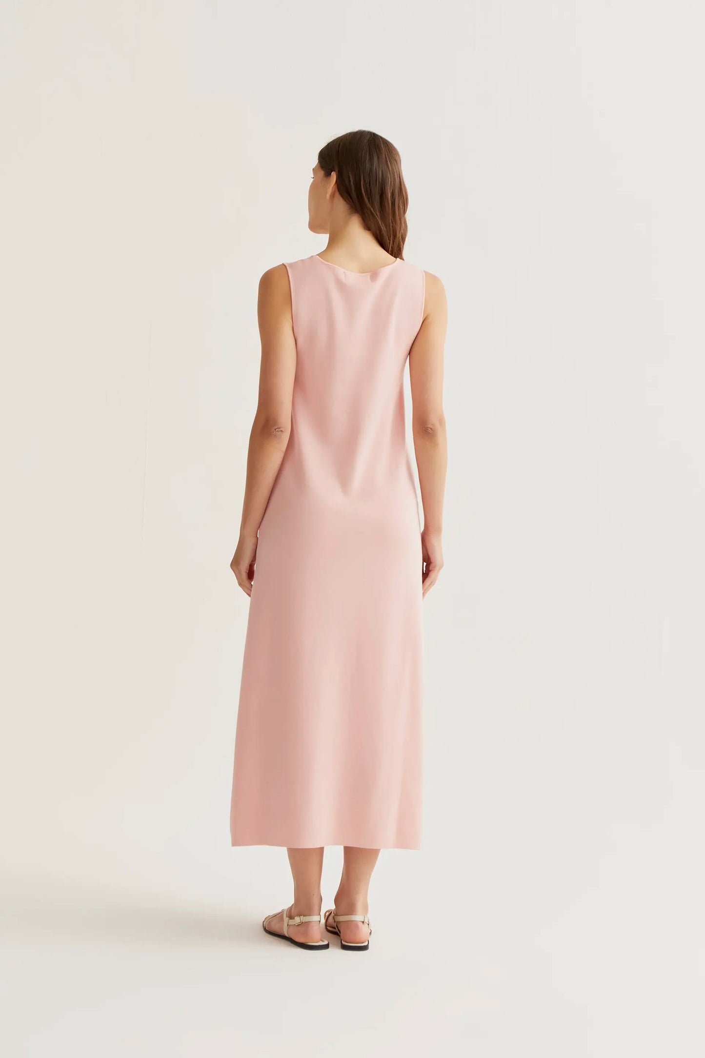 Long pink knit dress