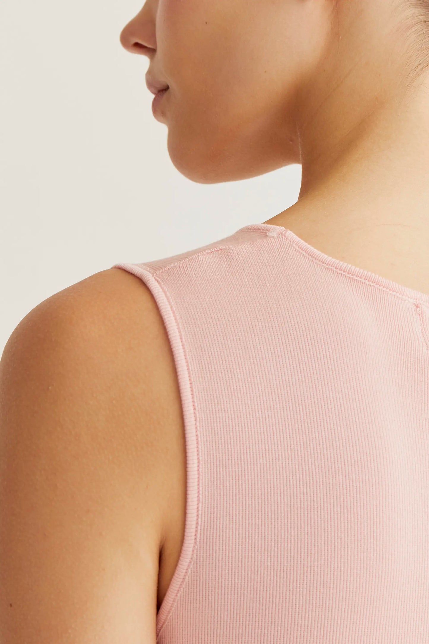 Long pink knit dress