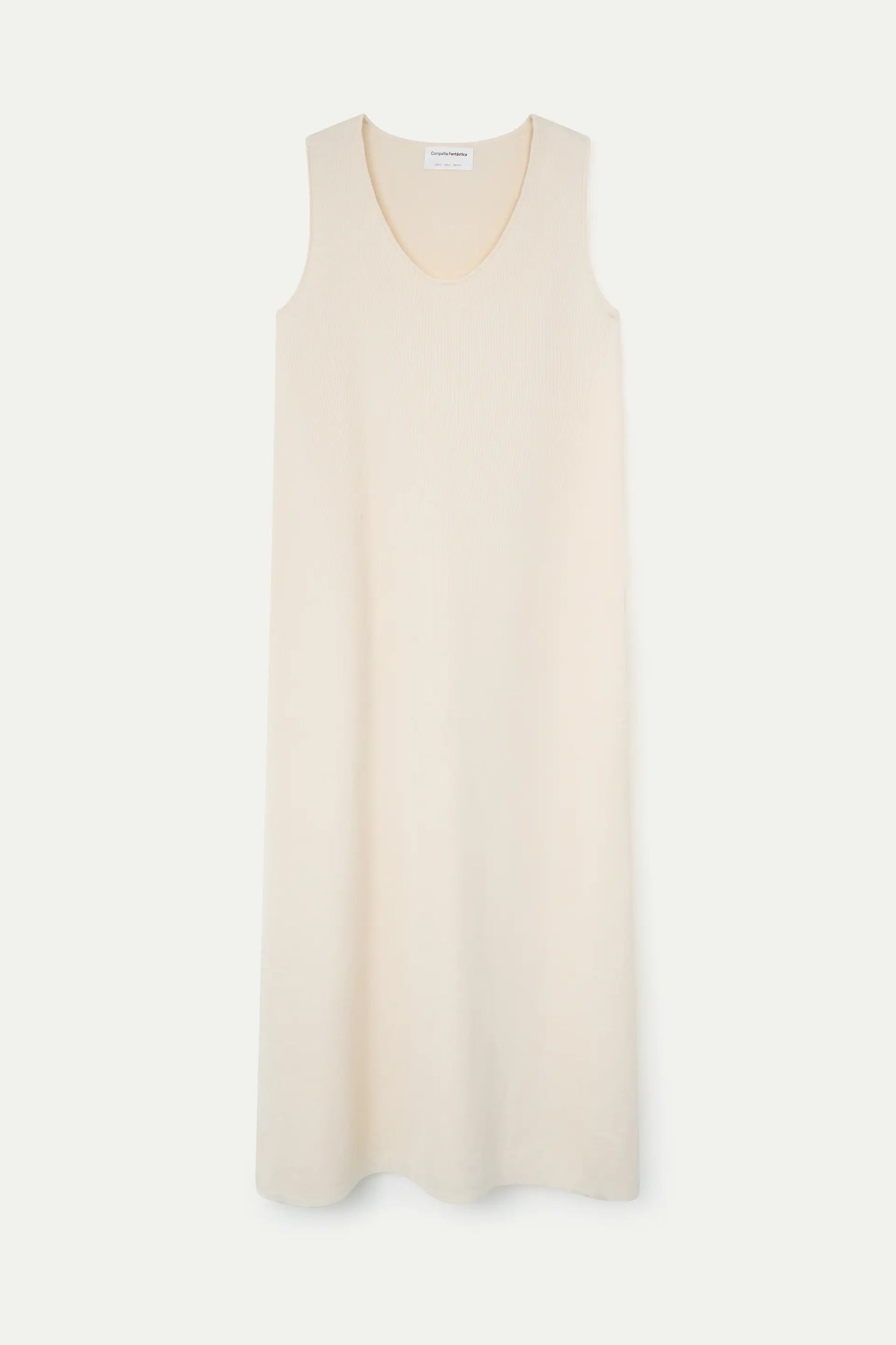 Vestido largo de punto blanco roto