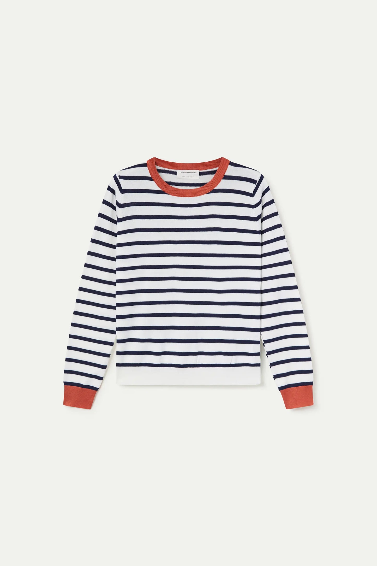 Jersey de punto con estampado de rayas blanco y azul marino