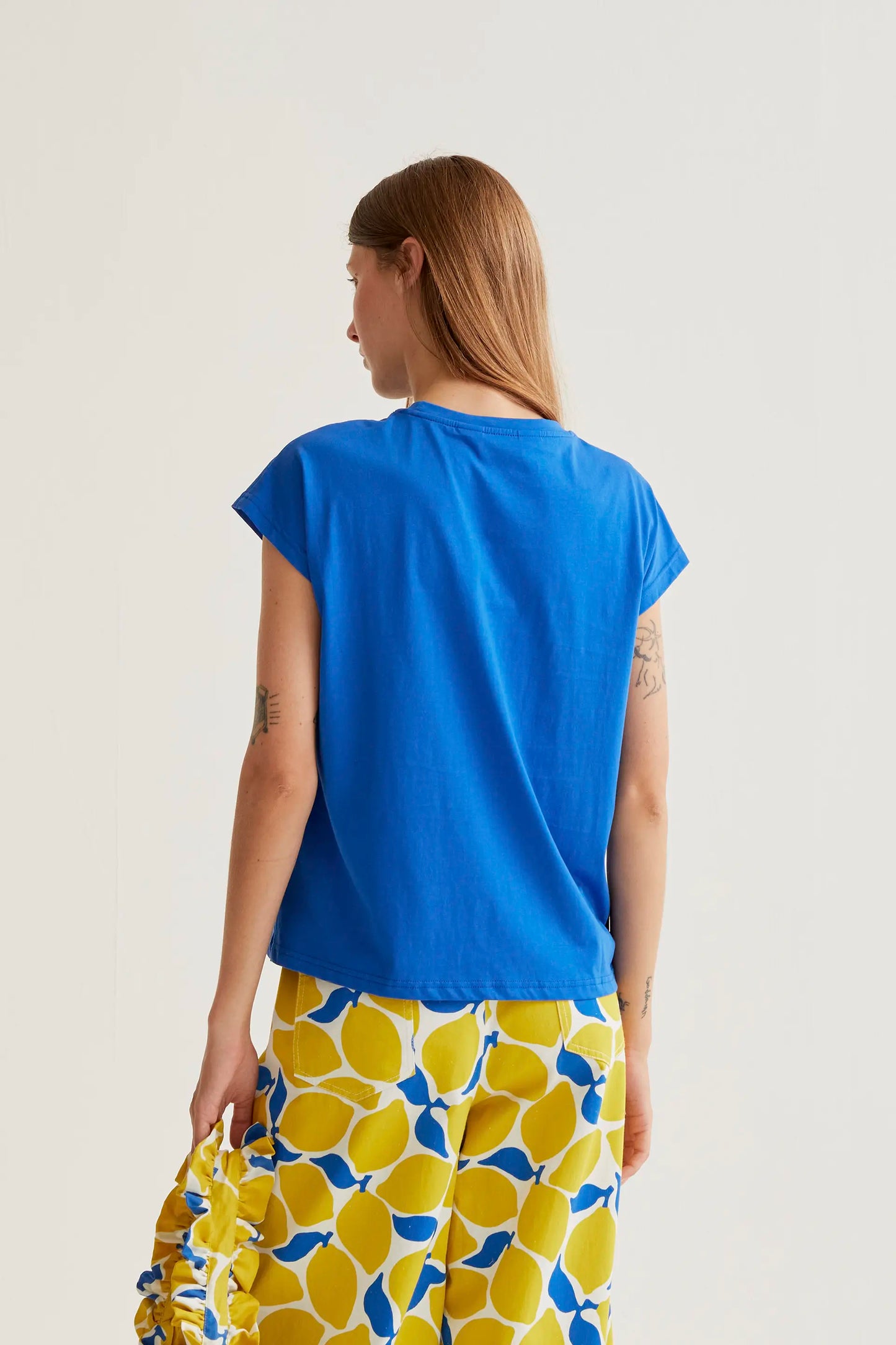 Maglietta basic blu in cotone 100%