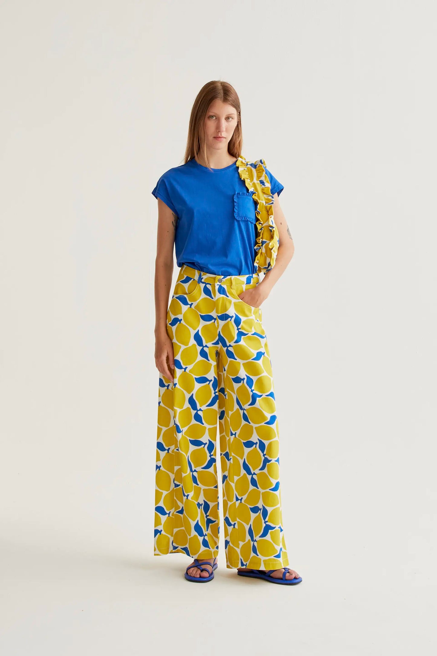 Maglietta basic blu in cotone 100%