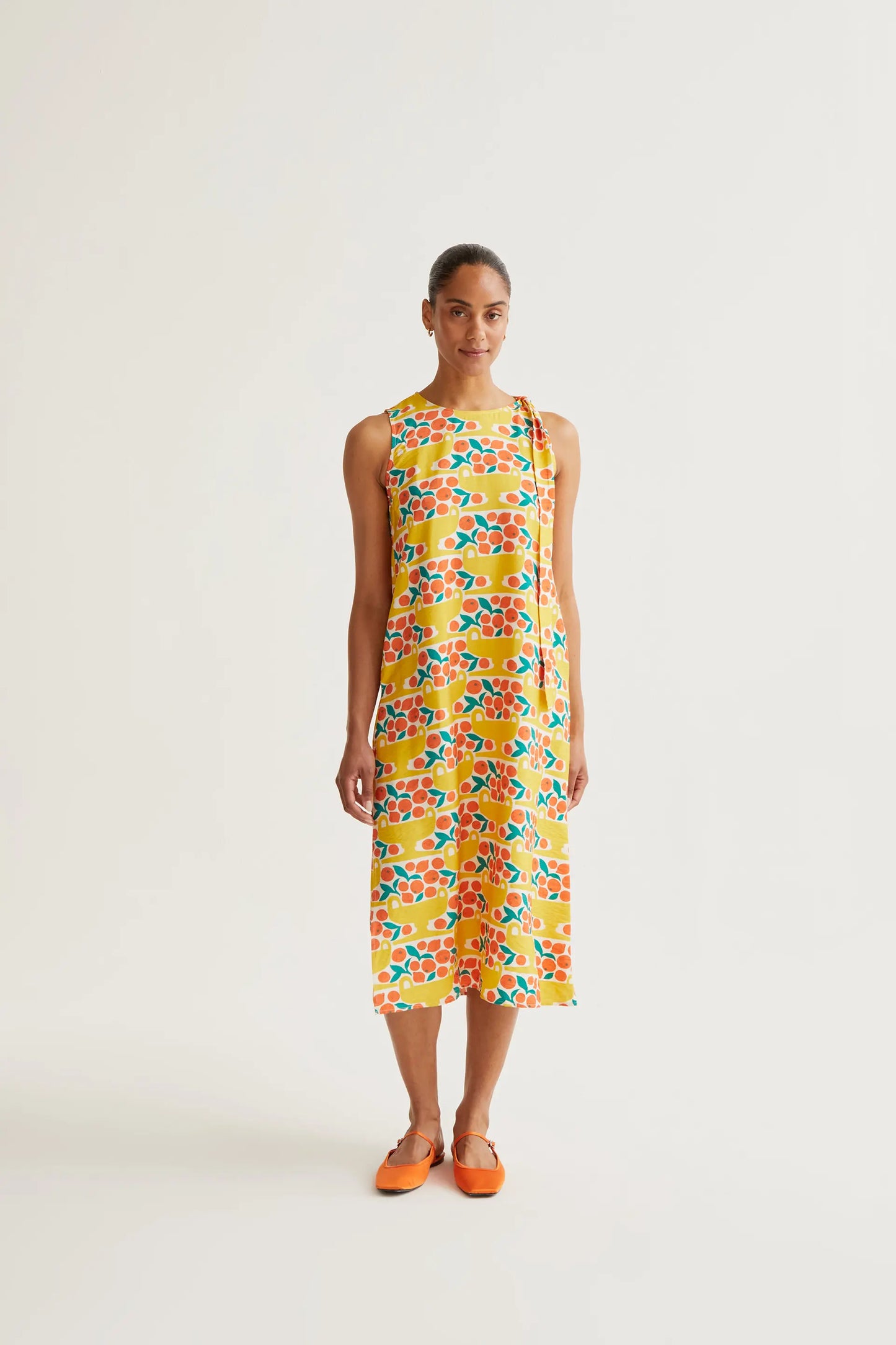 Citrus print midi dress