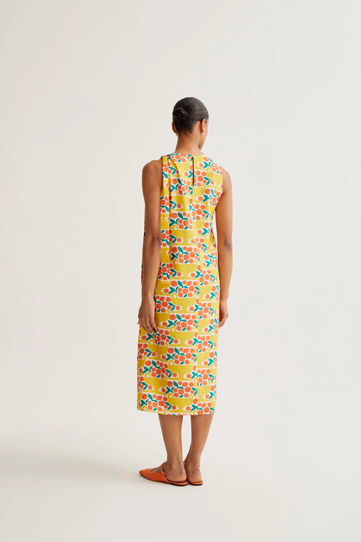 Citrus print midi dress