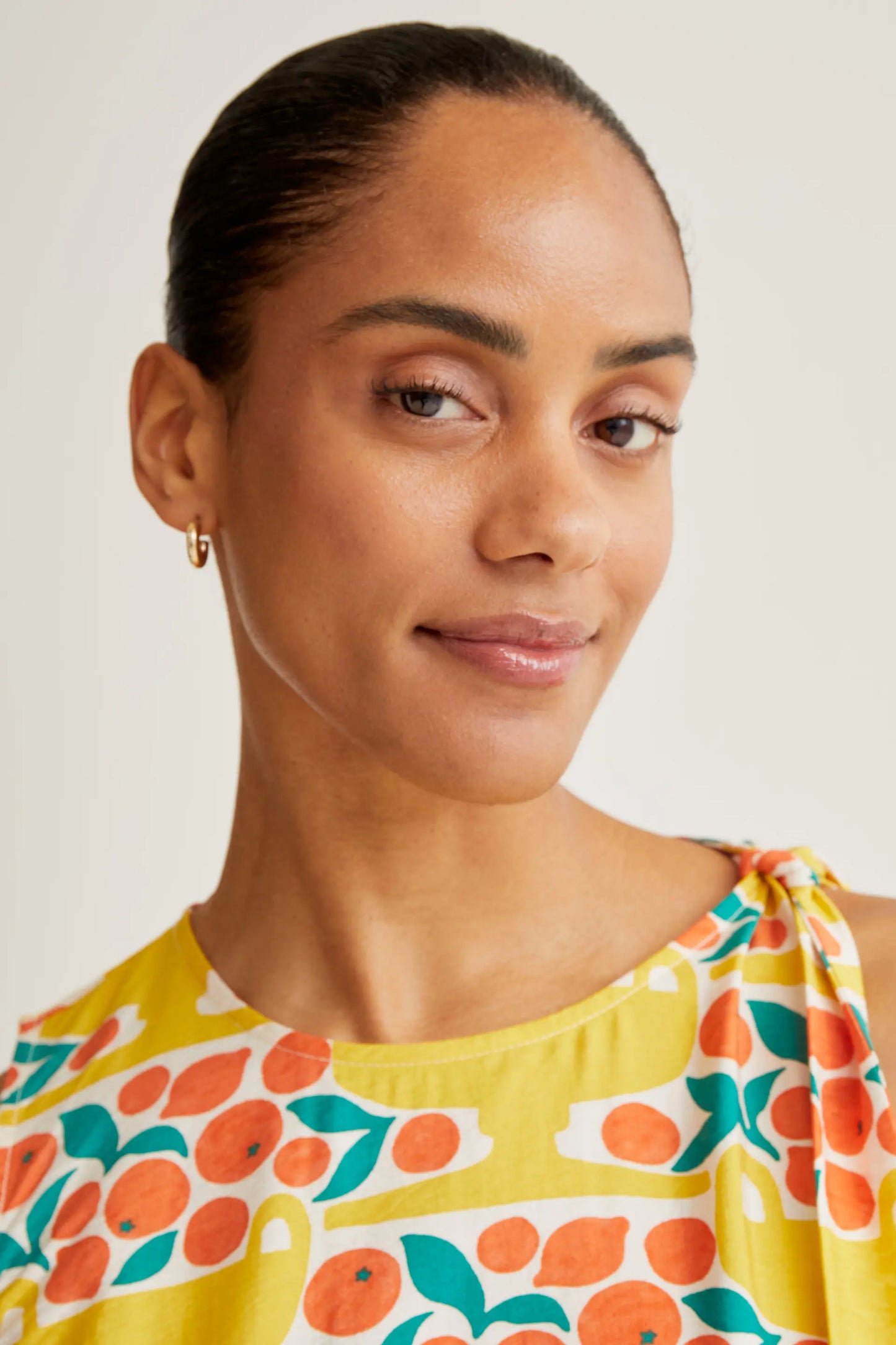 Citrus print midi dress