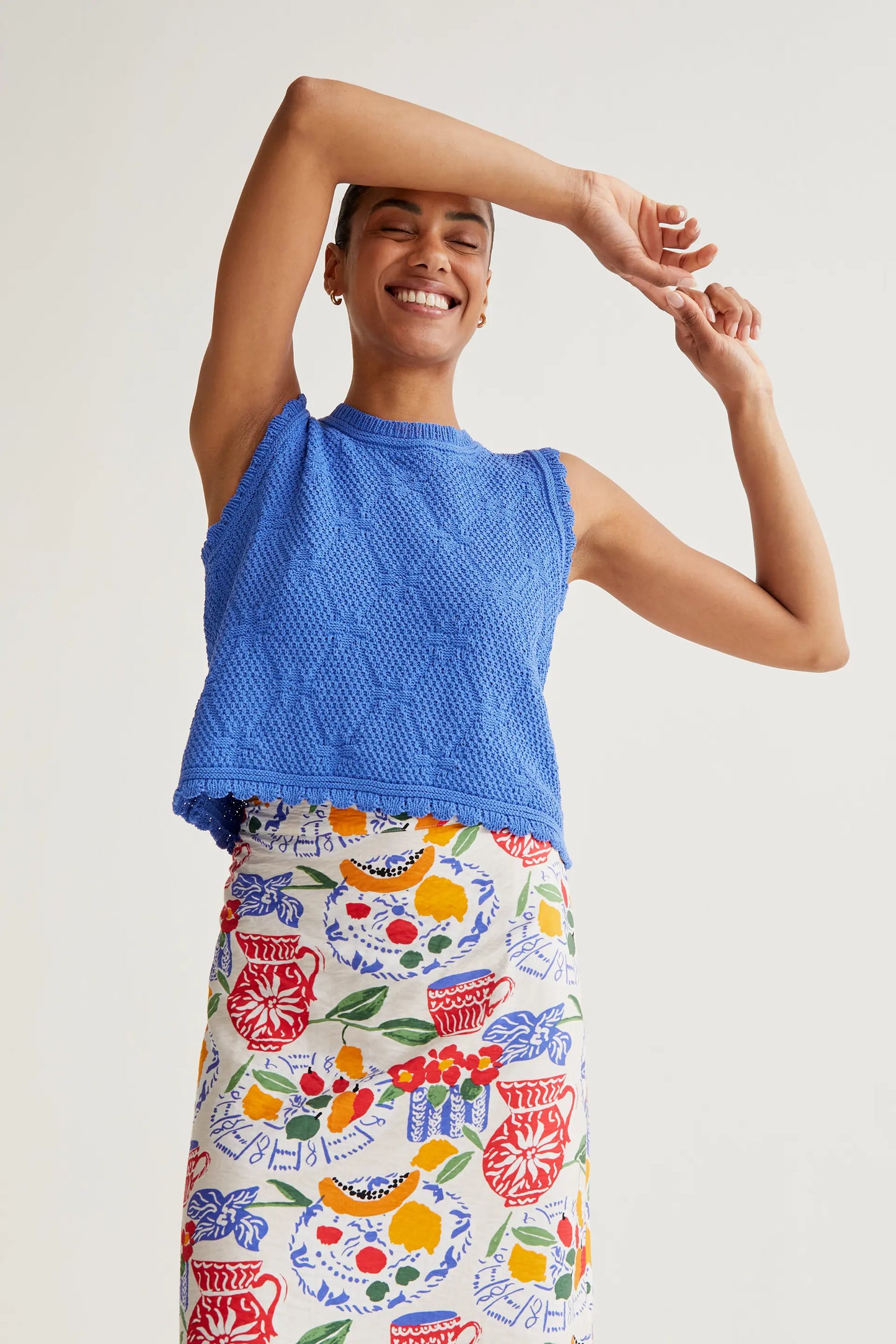 Lush print midi skirt