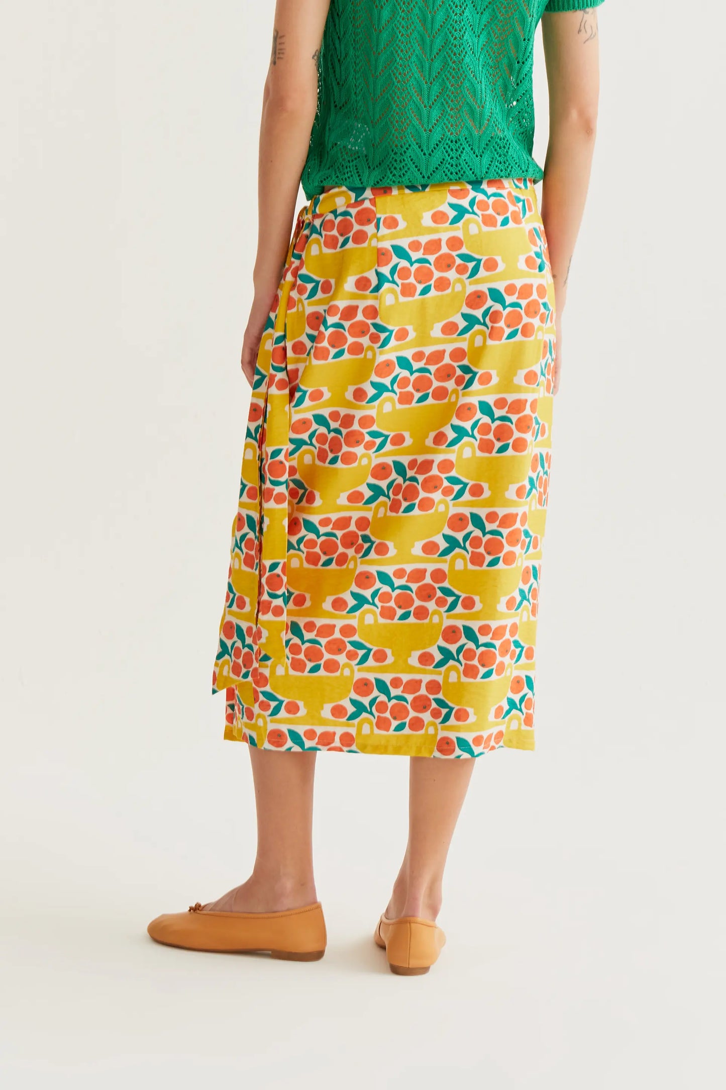 Citrus print midi skirt