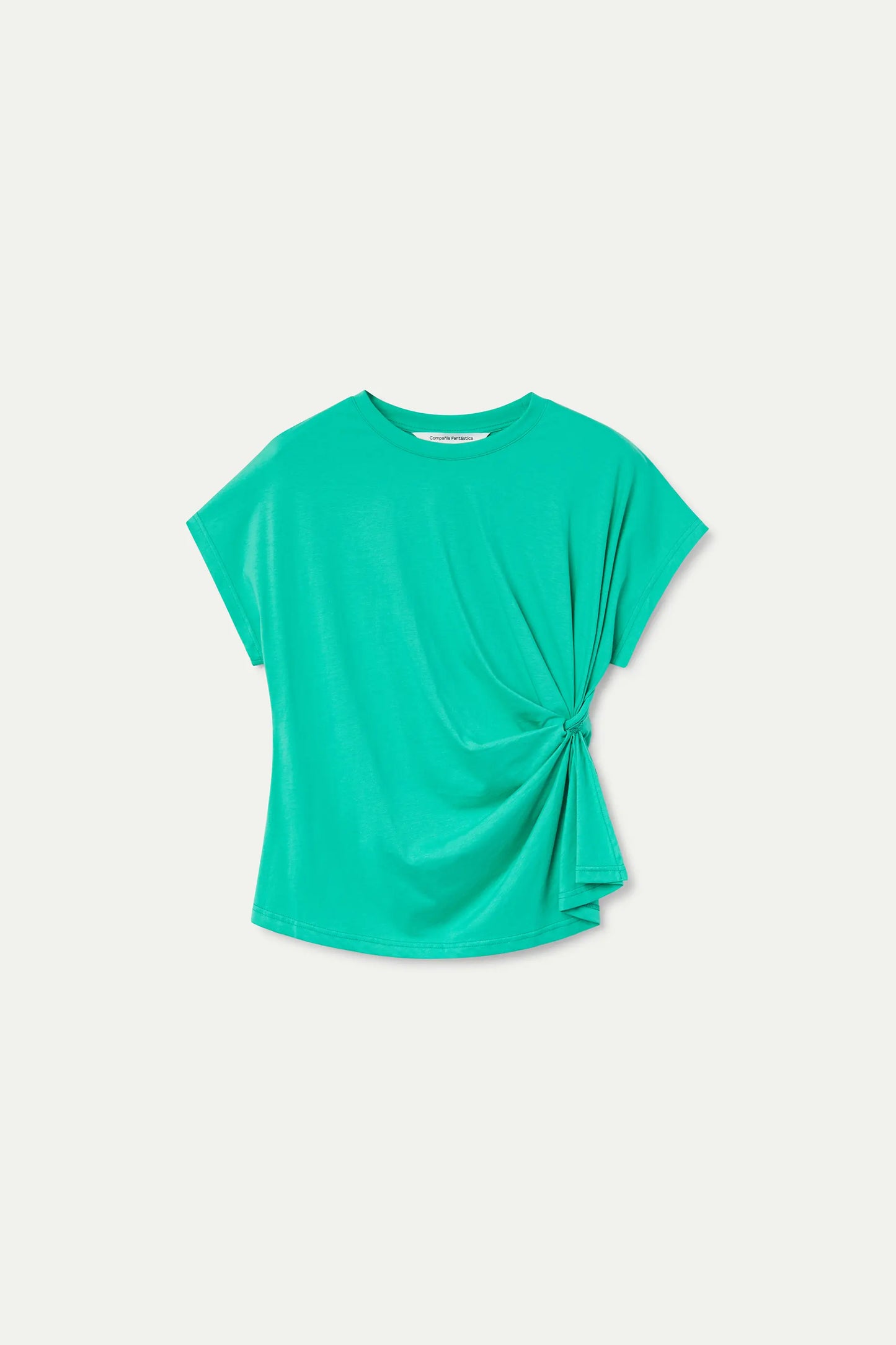 Camiseta 100% algodón verde con nudo lateral