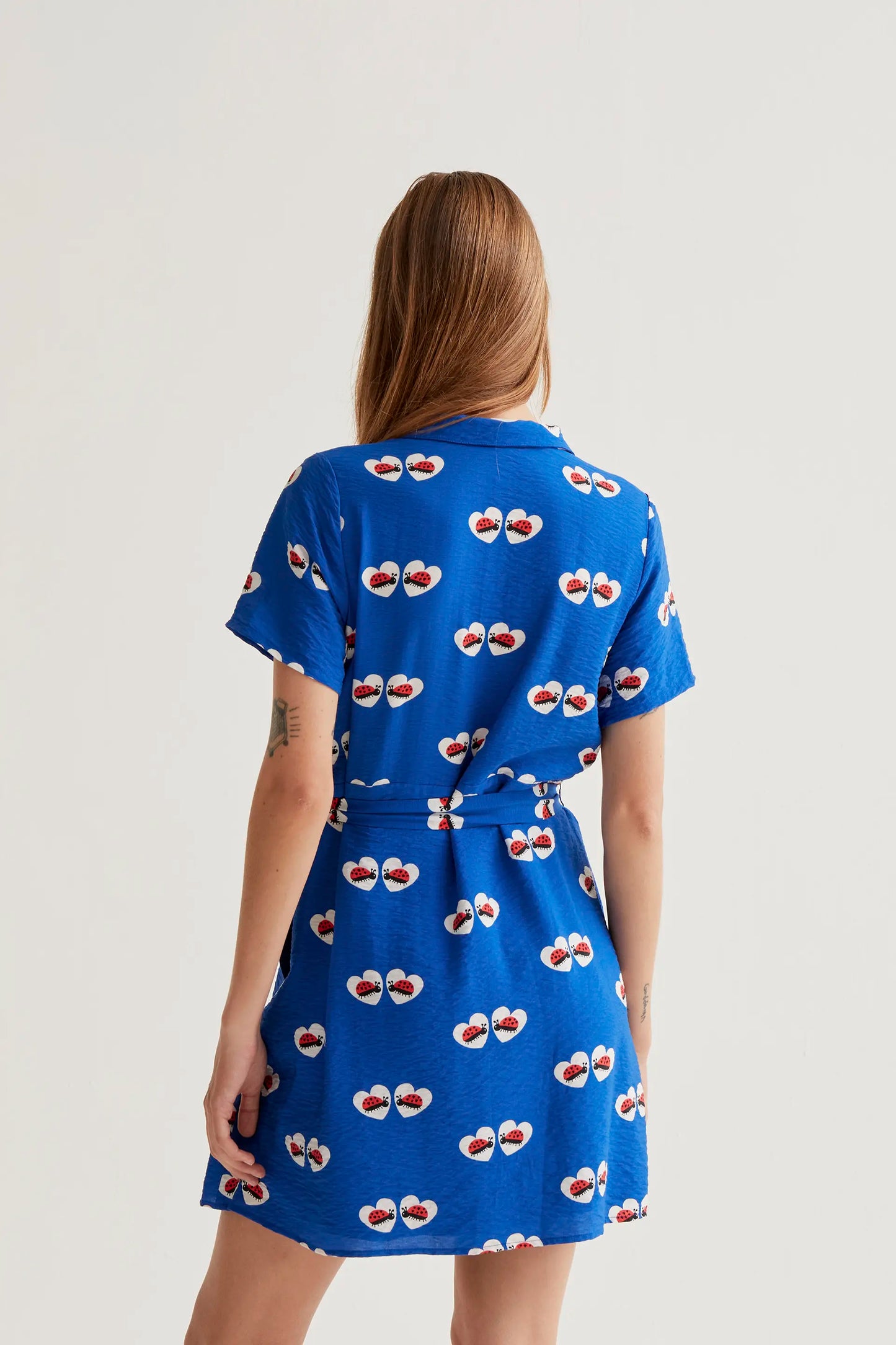 Short dress with ladybug print
