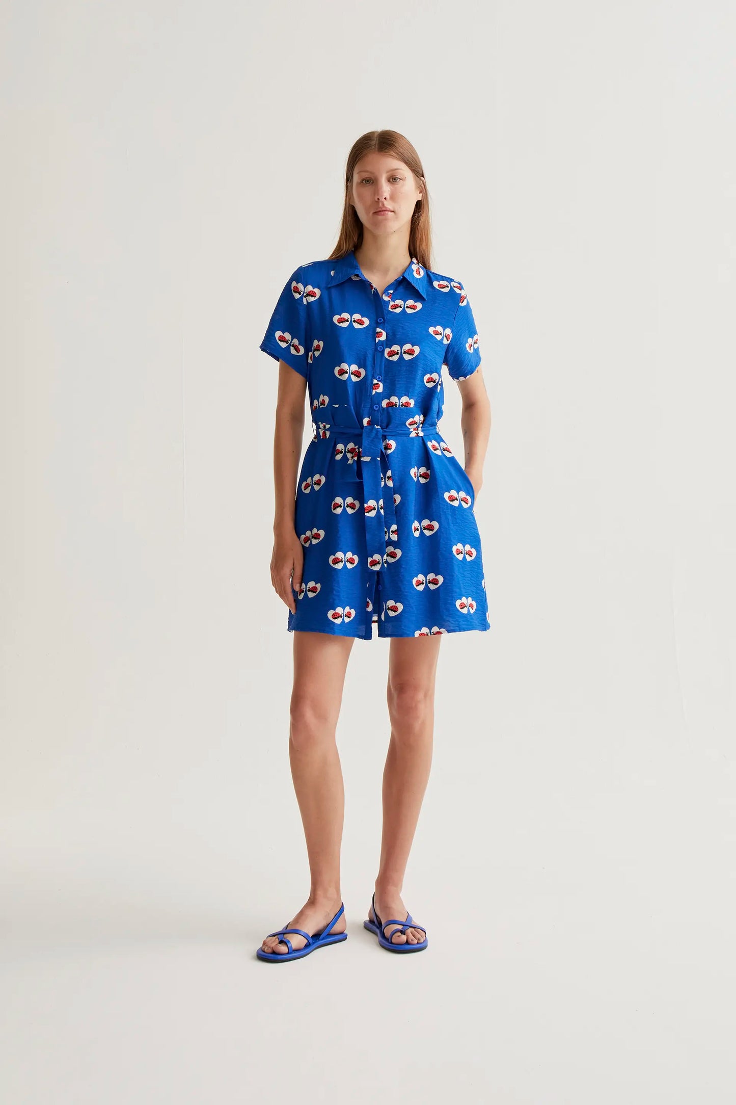 Short dress with ladybug print