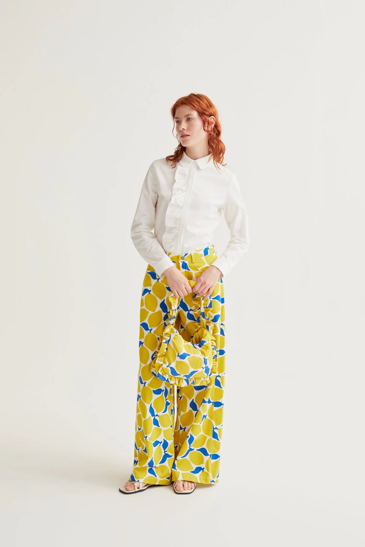 100% cotton white shirt with ruffle