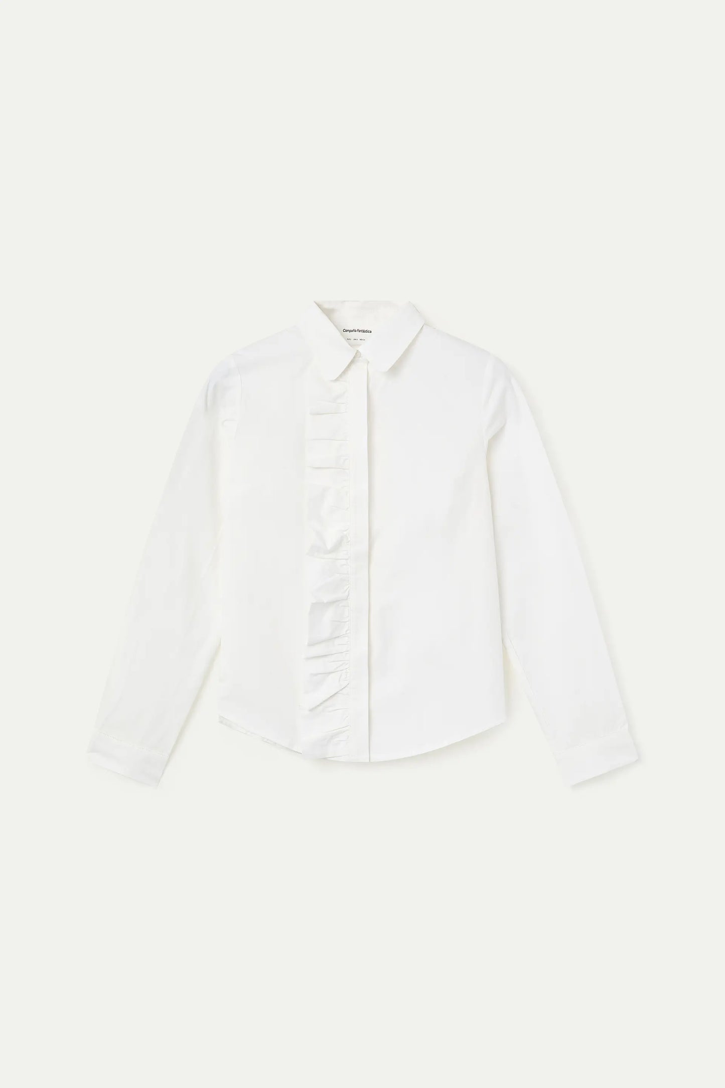 100% cotton white shirt with ruffle