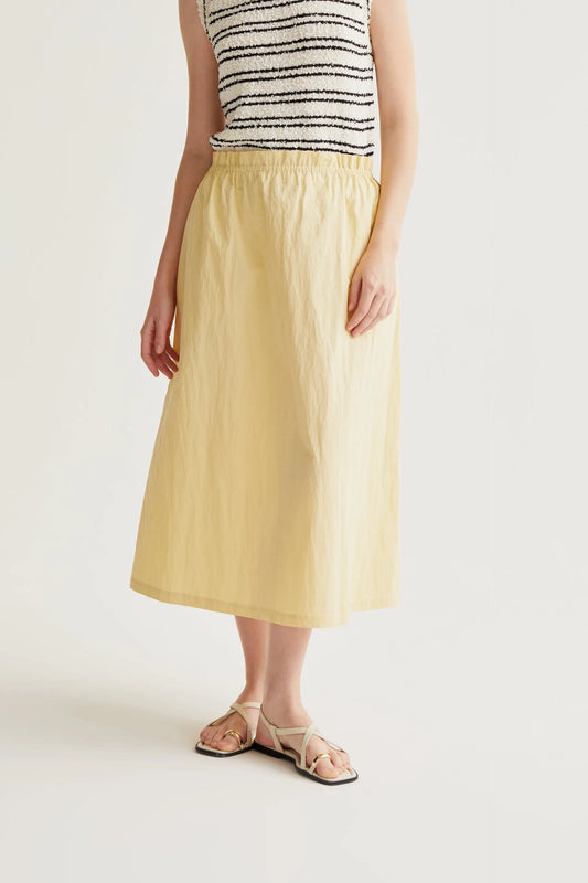 Falda midi amarillo claro