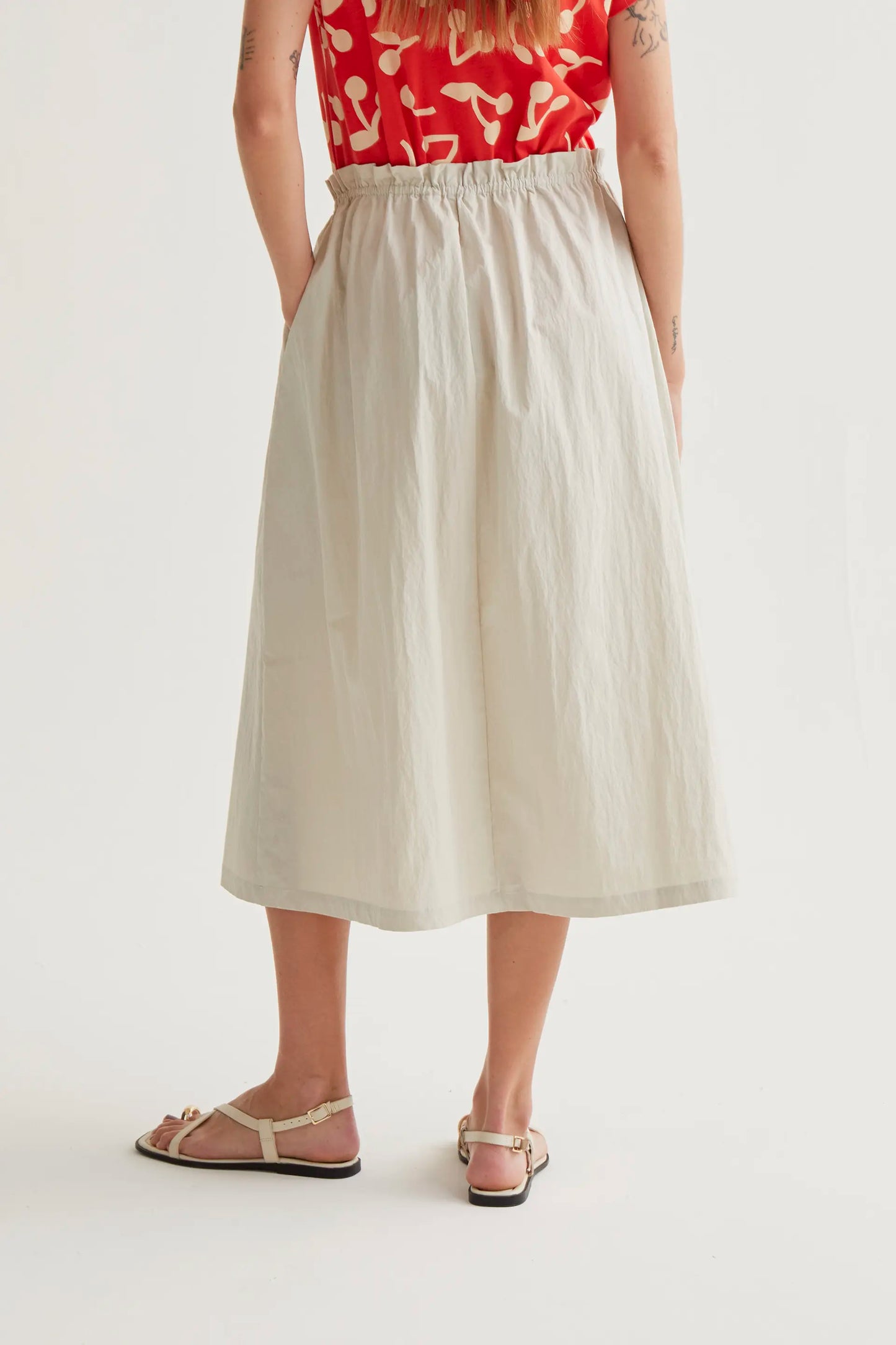 Falda midi blanco roto