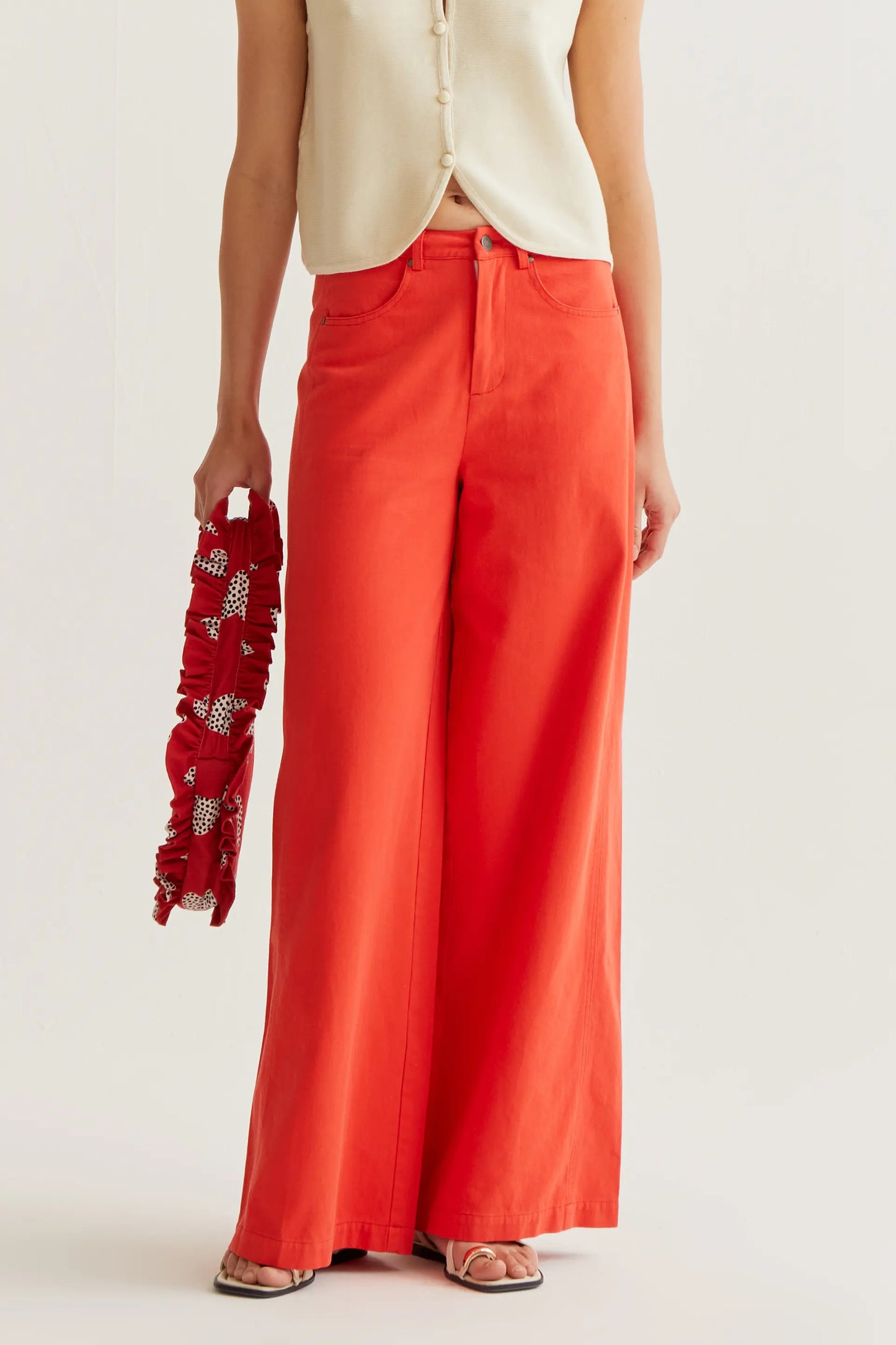 Pantalón wide leg rojo