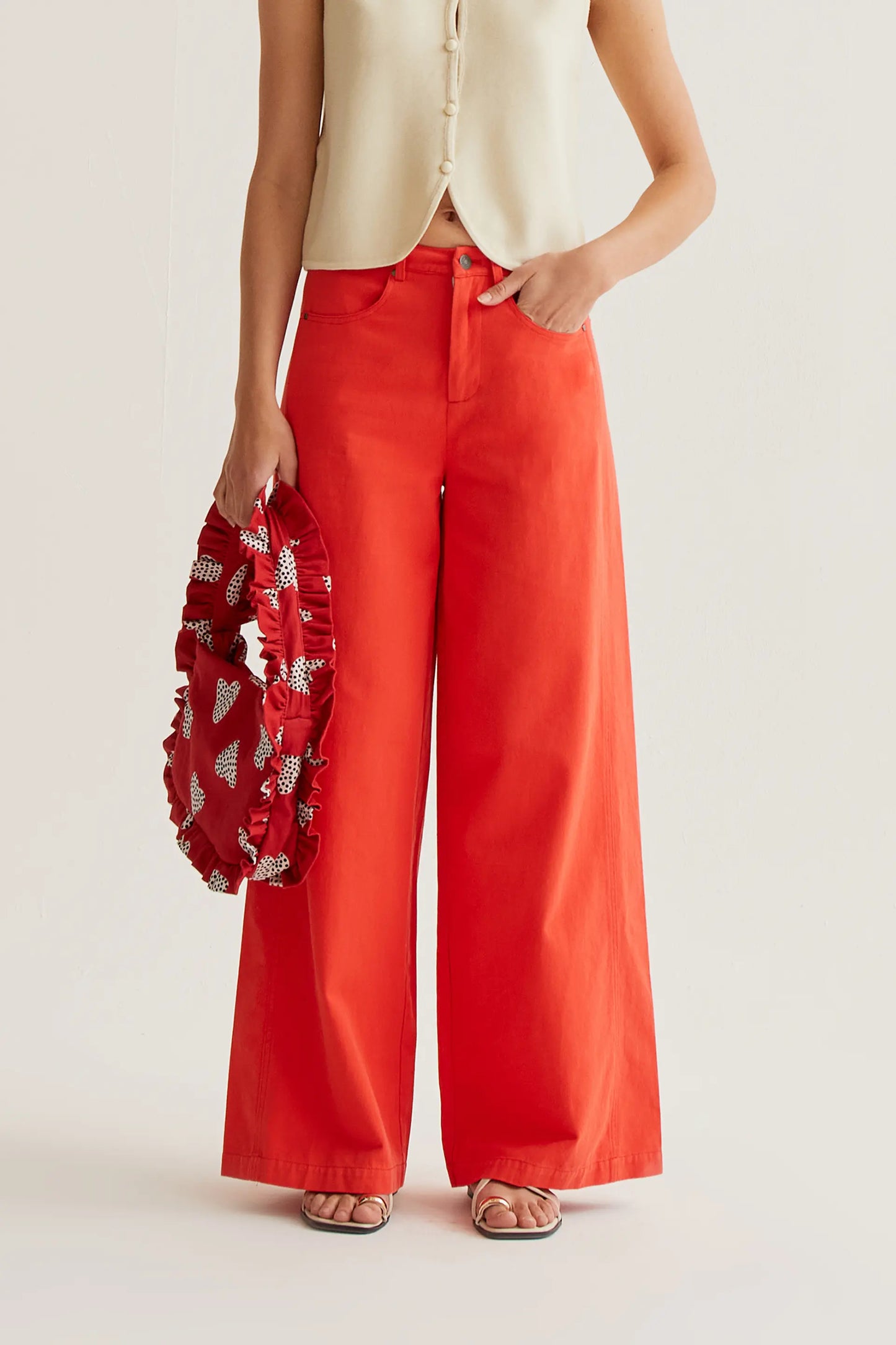 Pantalón wide leg rojo