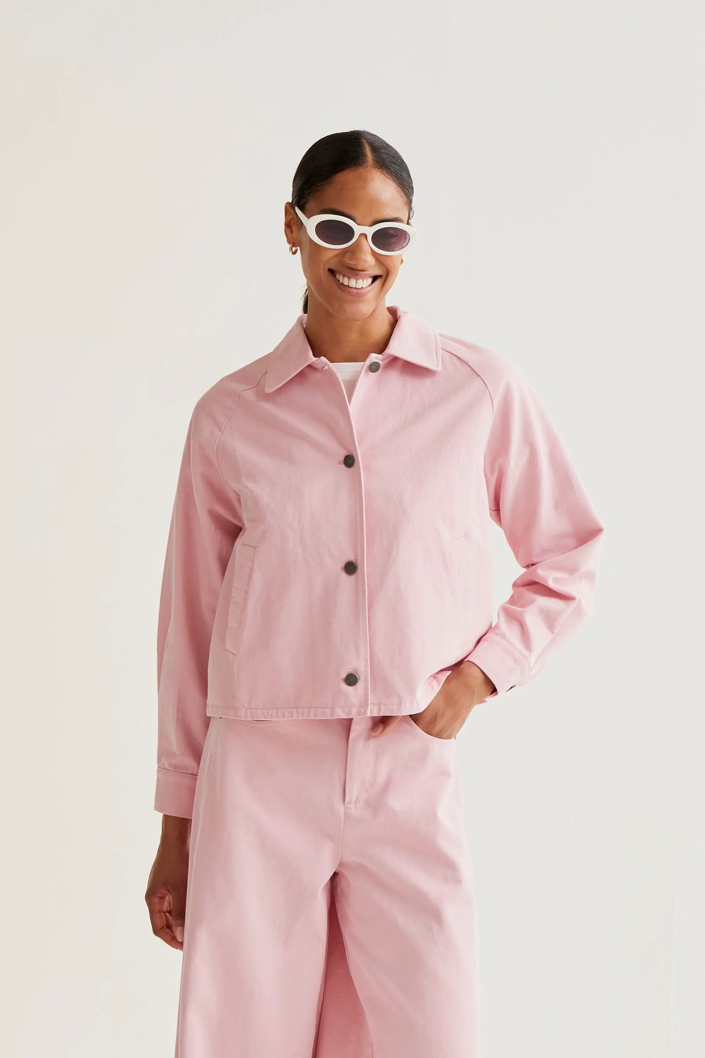 Chaqueta 100% algodón rosa