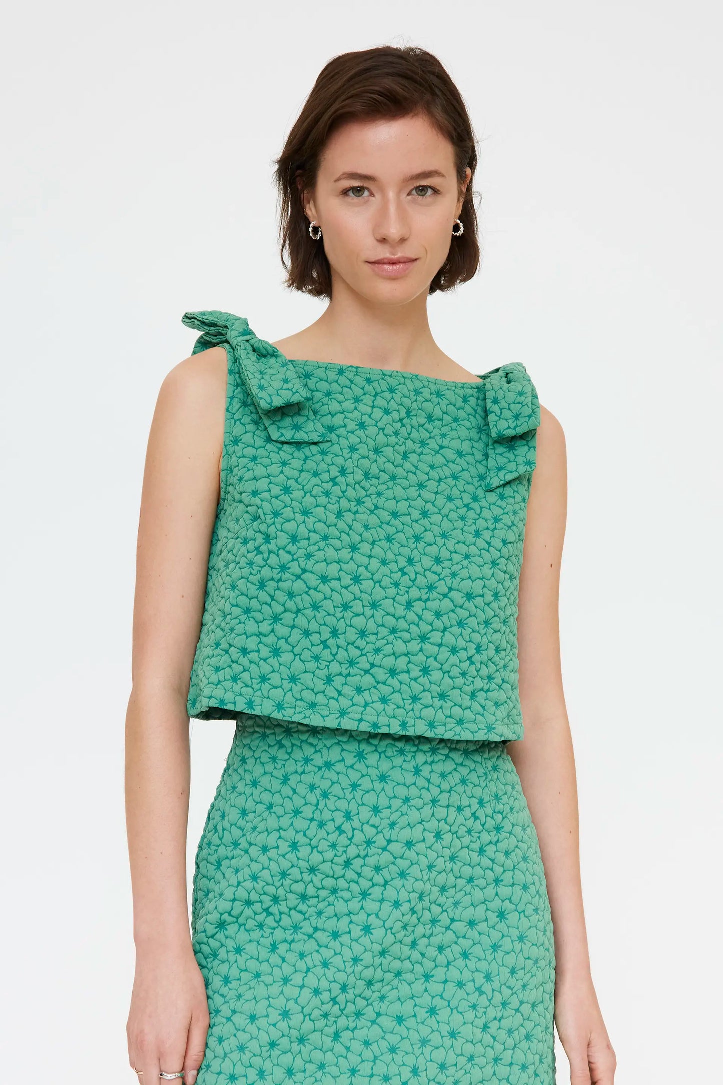 Top with green floral texture