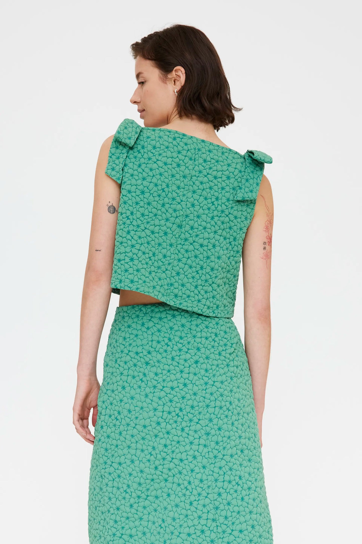 Top with green floral texture