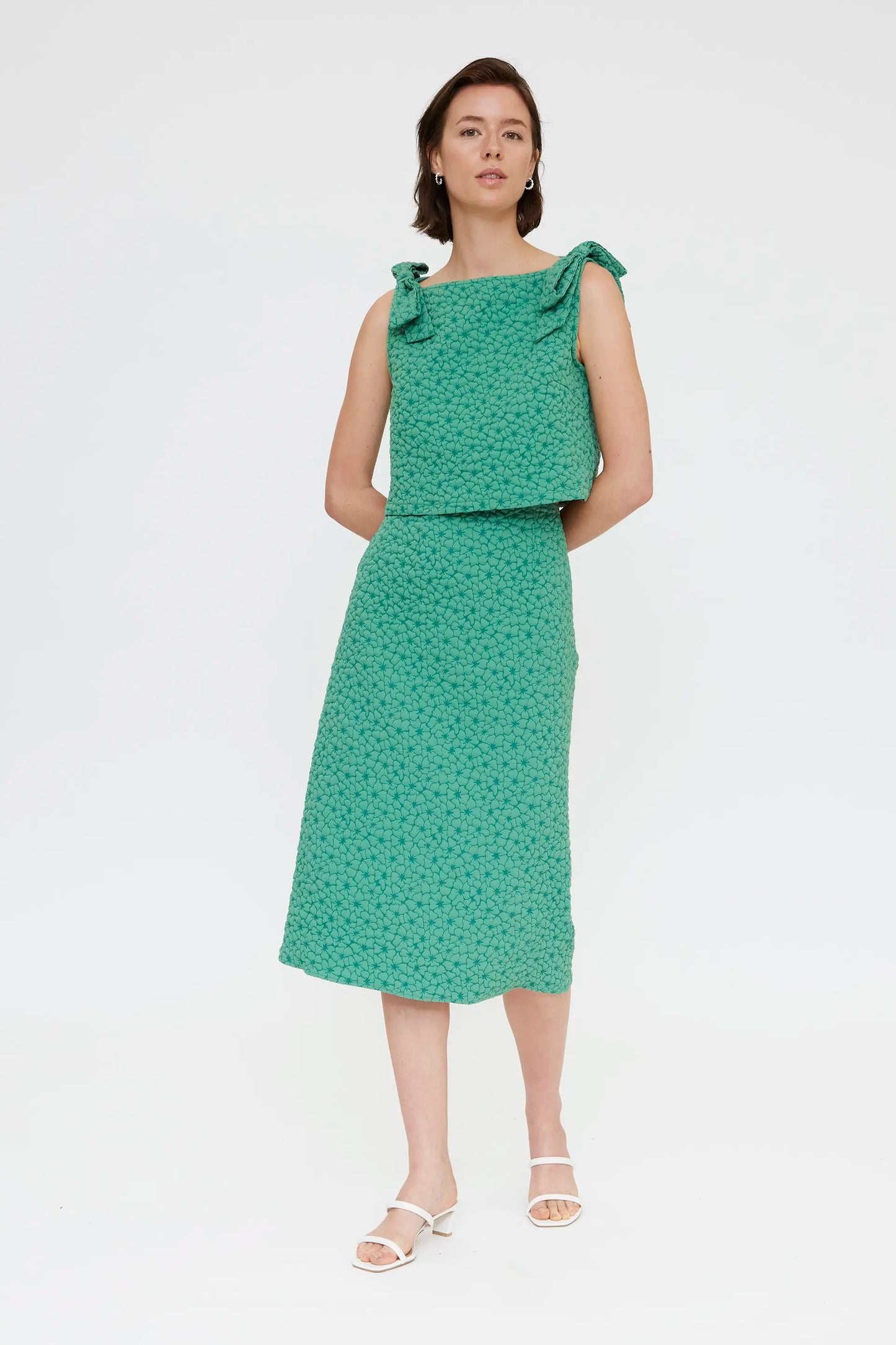 Top with green floral texture