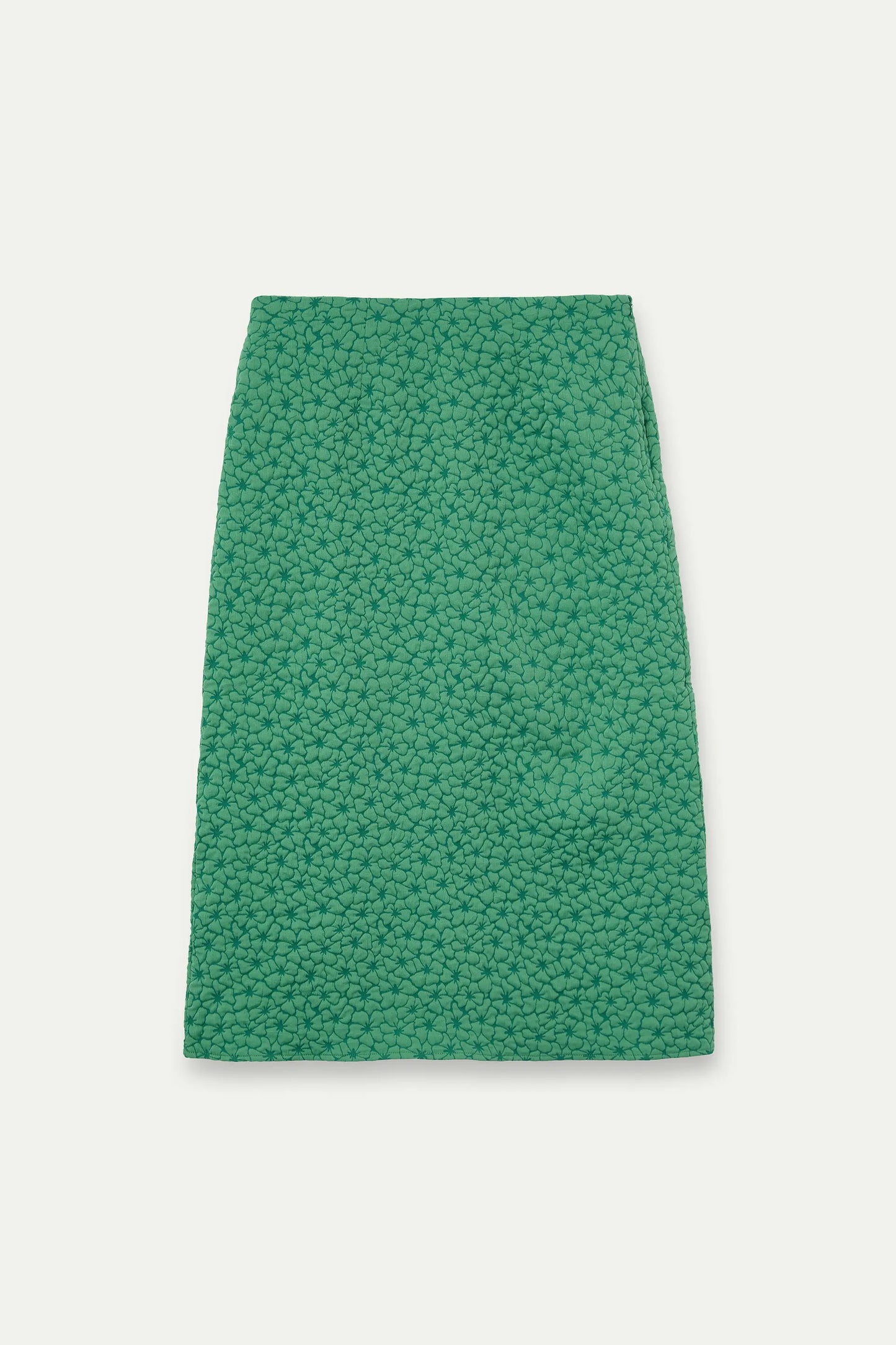 Gonna midi verde con texture floreale