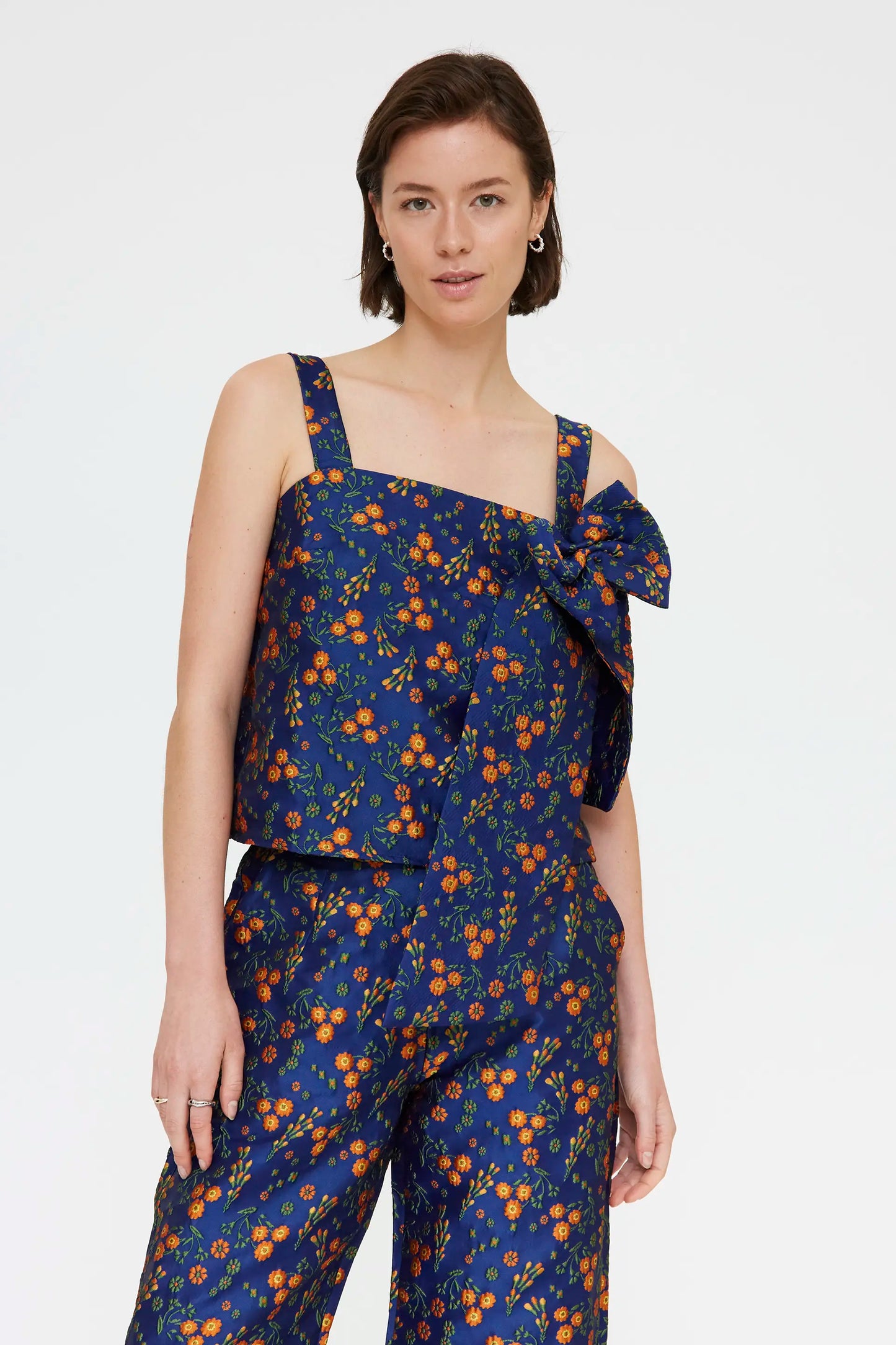 Top con estampado Flowers Jacquard