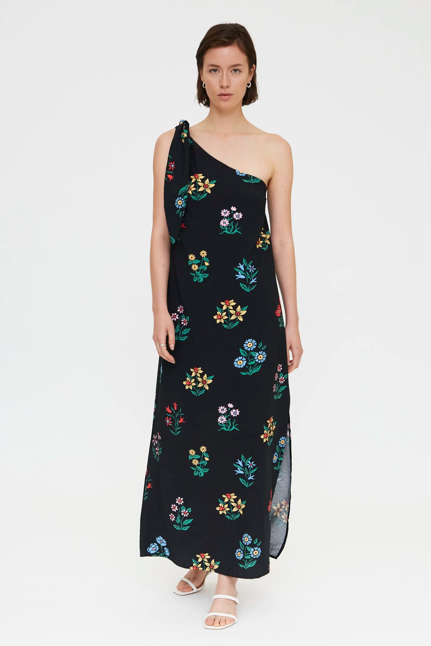 Vestido largo asimétrico con estampado Multicolor Gardener
